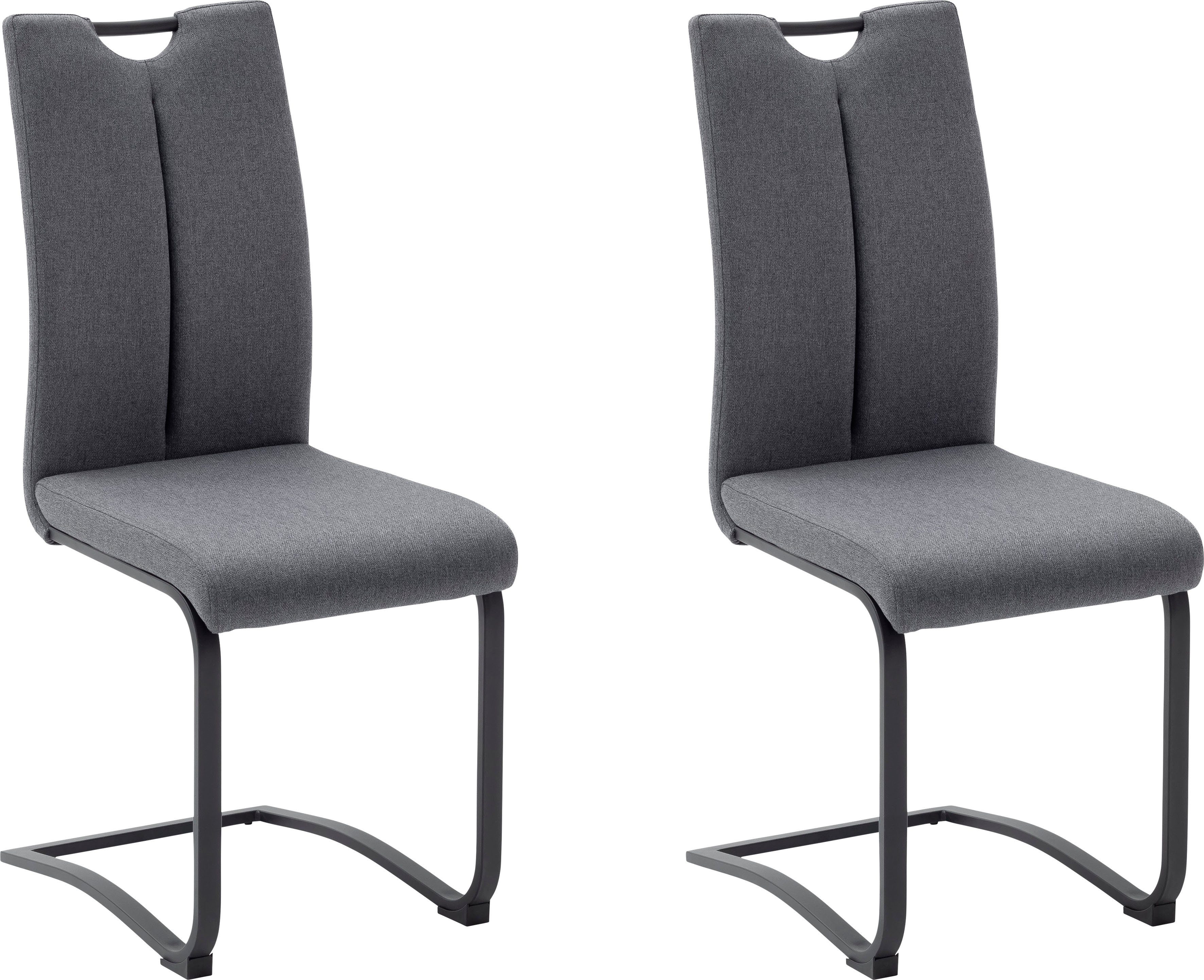 MCA furniture Freischwinger Sambia (Set, 4 St), 4-er Set, Stuhl mit Stoffbezug und Griffloch, belastbar bis 120 kg Anthrazit | Anthrazit