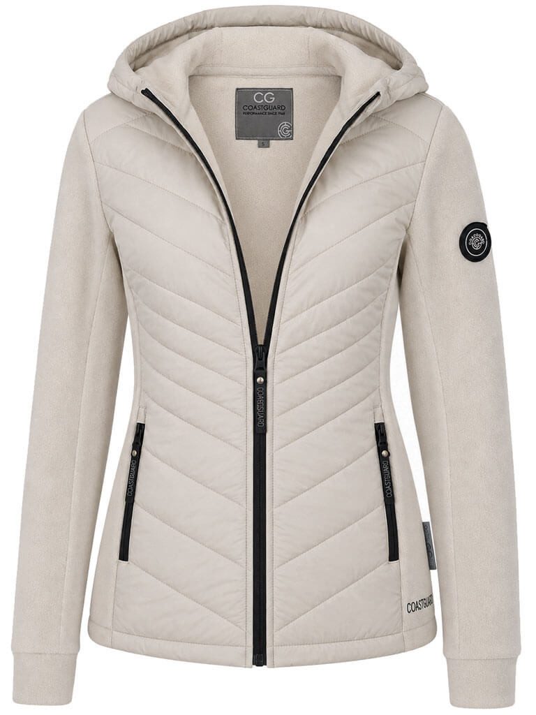 Coastguard Steppjacke Damen Hybridjacke Übergangsjacke - Leichte Jacke mit Fleece und Stepp Velvet-Fleece mit Stepp, Angeschnittene Kapuze, Reißverschluss-Taschen