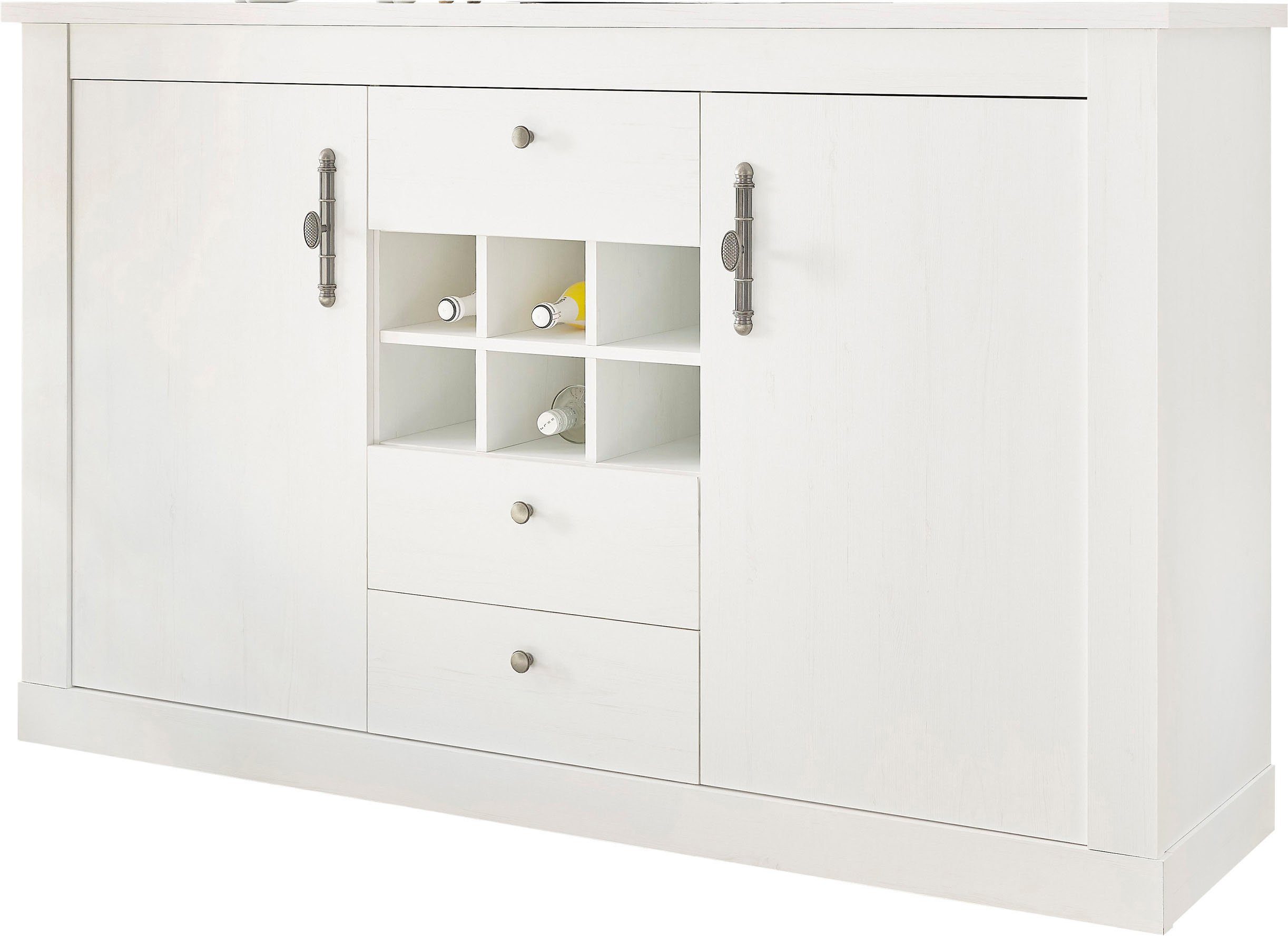 Home affaire Sideboard RAVENNA, im romantischen Landhausstil, Griffe aus Metall, Breite 166 cm
