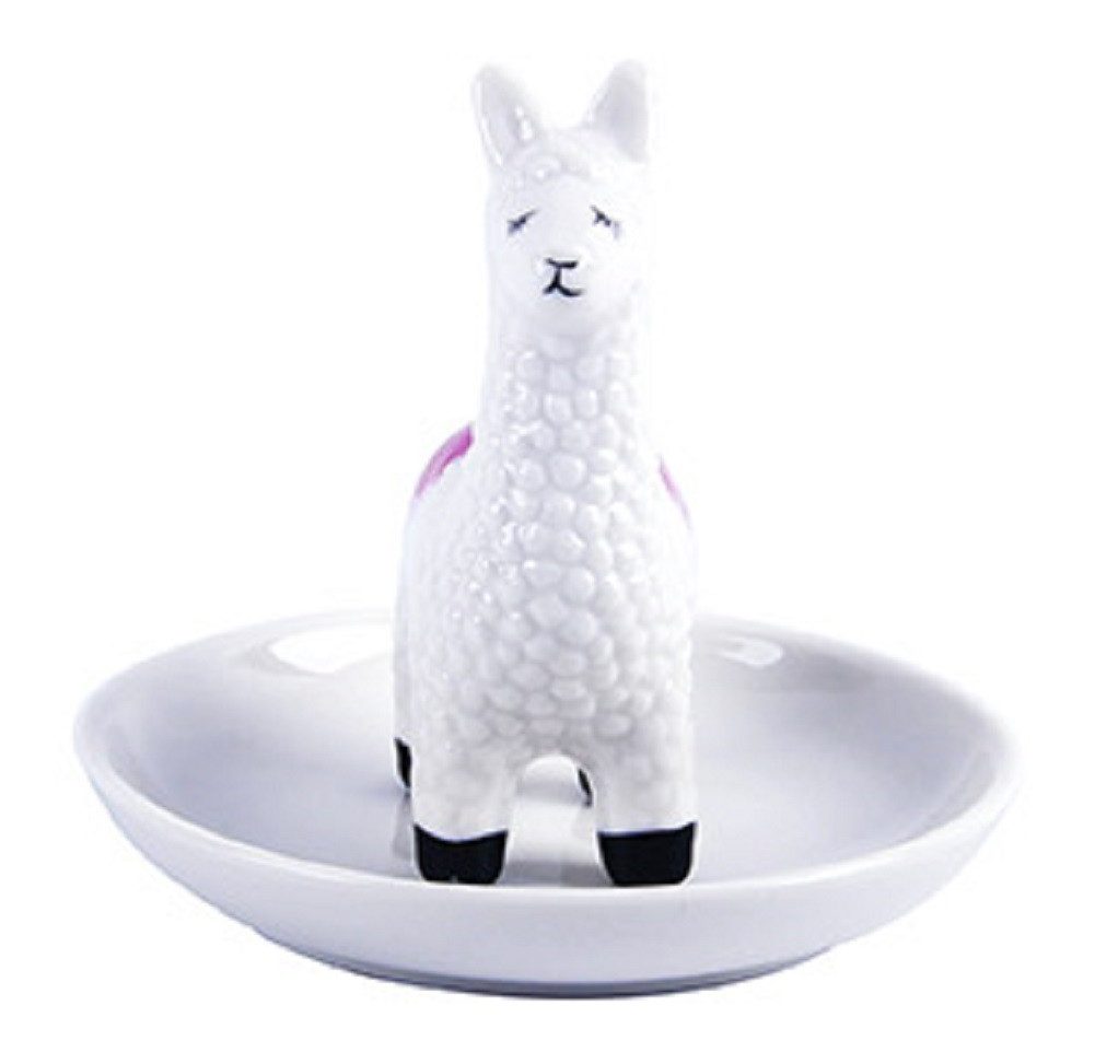 Winkee Schmuckablage Ringhalter Lama (Keramik, 1 St., ca. Ø 10,5 x 9 cm), Schmuck Halter Aufbewahrung