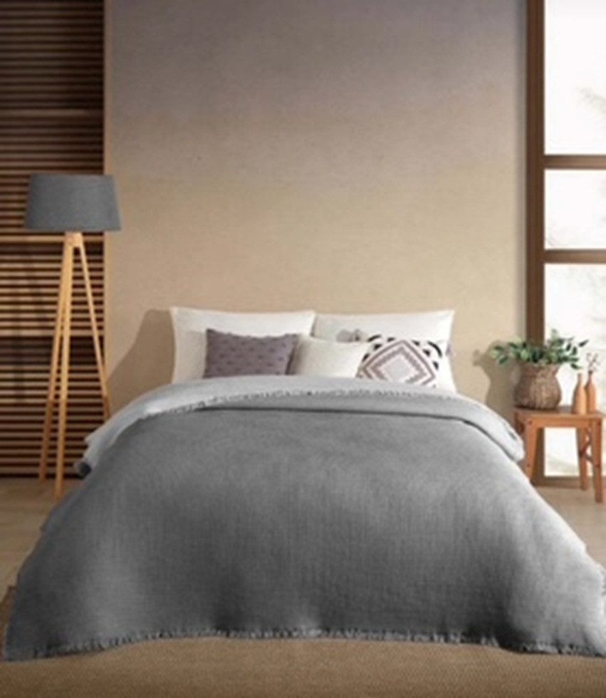 Wohndecke Musselin Decke Double Face Buse in Grau/Beige, Sandiik, Super Weich