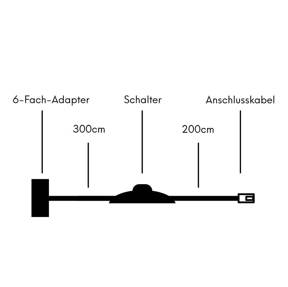 Mini-Stecksystem Fußschalter Adapter und kalb 6-Fach LED 500cm Schalter Kabel