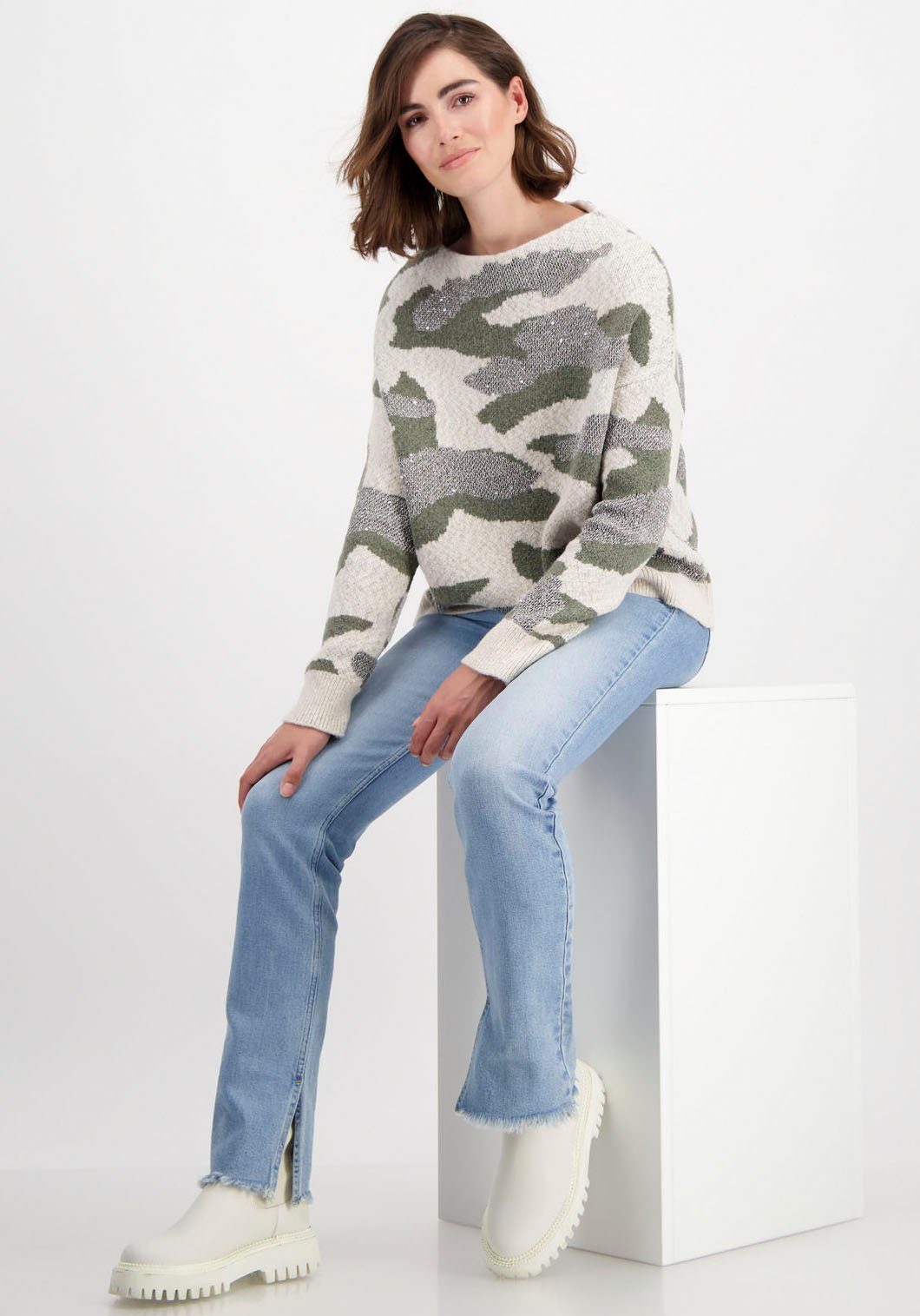 Camouflage Pullover Camouflage Muster in Monari Strickpullover