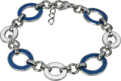 Amello Edelstahlarmband Amello Oval Armband blau weiß Damen (Armband), Armband (Oval) ca. 18cm + 2cm Verlängerung, Edelstahl (Stainless Steel