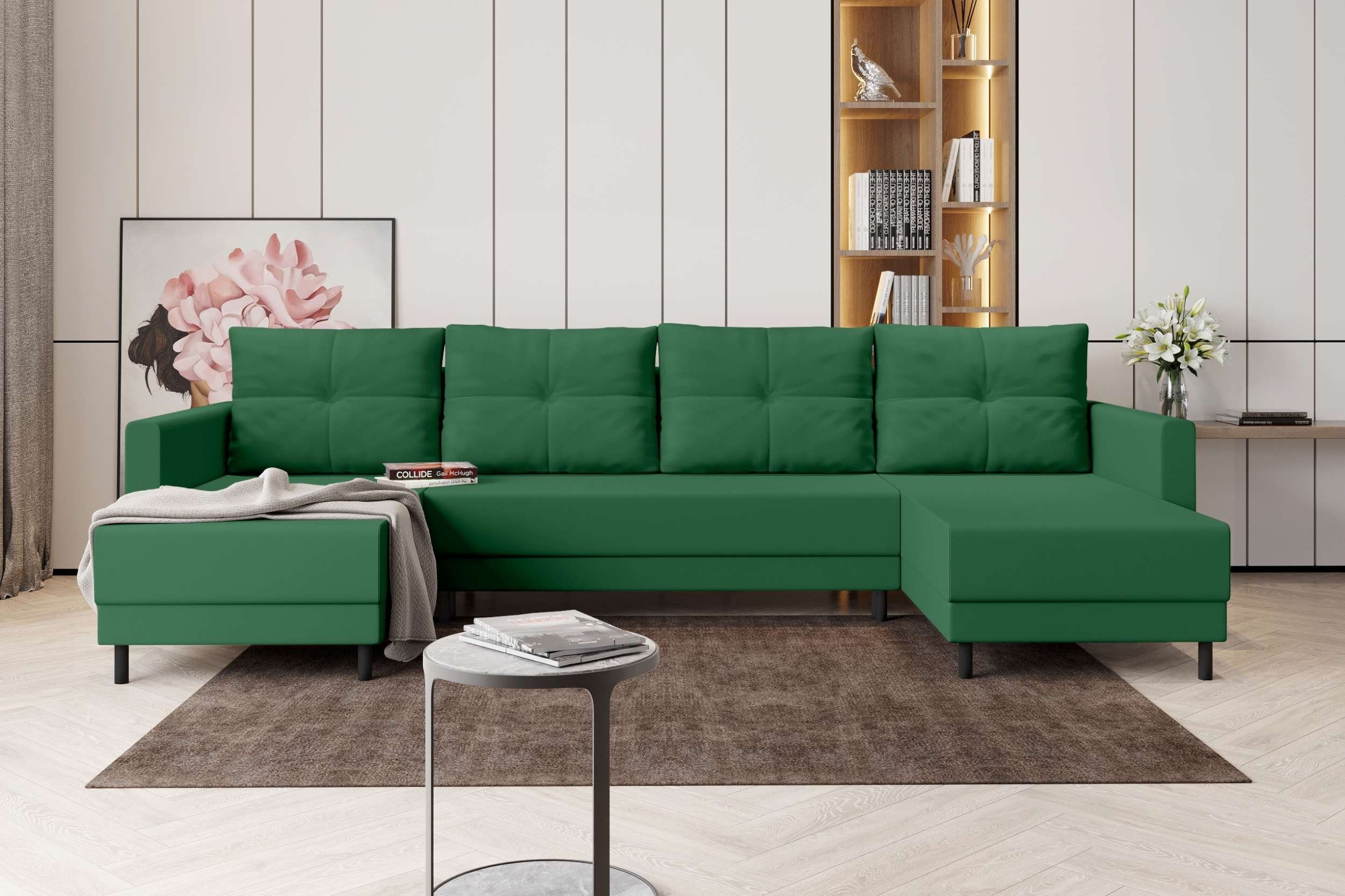 Wohnlandschaft Sitzkomfort, Bettfunktion, Stylefy U-Form, Bettkasten, mit Eckcouch, Selena, Sofa, Modern mit Design