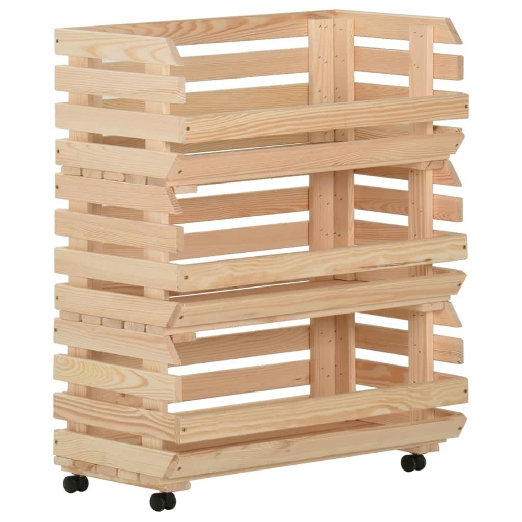 vidaXL Vorratsschrank aus Kiefer in natur mit 3 Fächern (LxBxH: 30x77x80 cm)