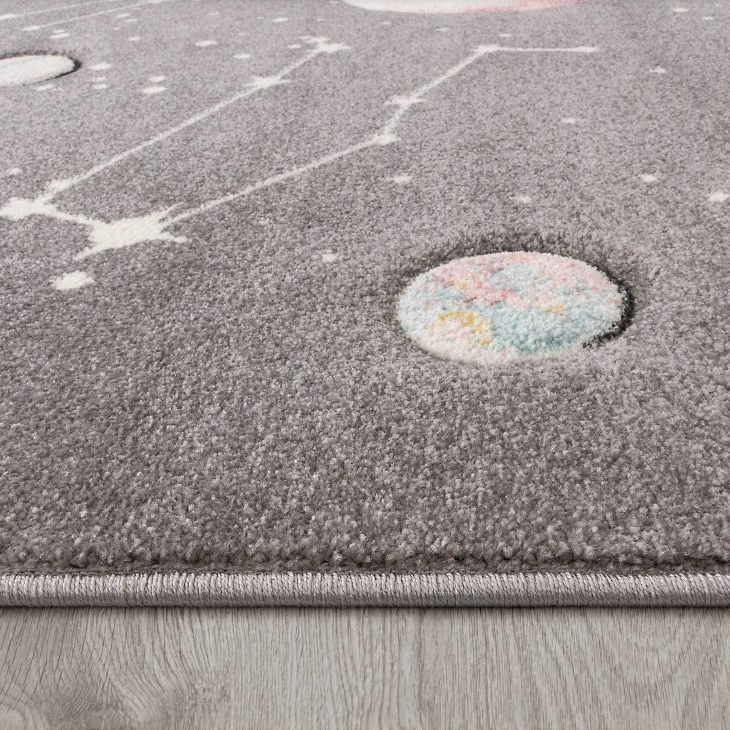 KADIMA DESIGN Kinderteppich Weltraum Kinderzimmer schmutzabweisend Teppich Kinder, Läufer, Höhe: 17 mm, Florhöhe: 13 mm, 100% Polypropylen, Rechteckig, 80x150cm – Bild 4 von 5