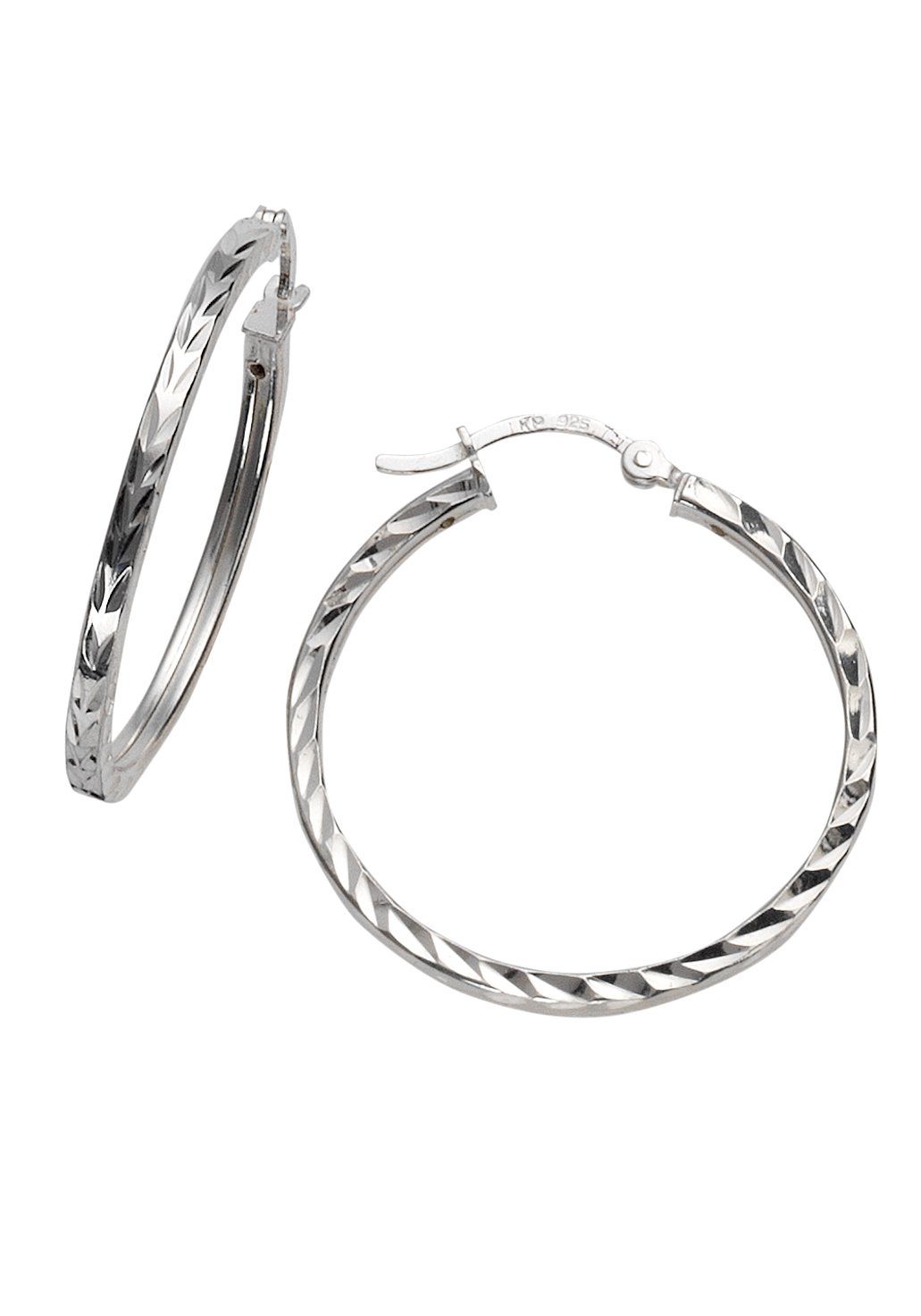 Firetti Paar Creolen Schmuck Geschenk Silber 925 glänzendes Design diamantiert