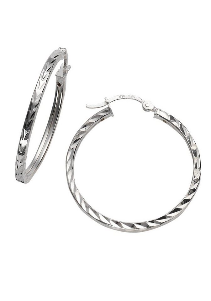 Firetti Paar Creolen Schmuck Geschenk Silber 925 glänzendes Design  diamantiert, zu Kleid, Shirt, Jeans, Sneaker! Anlass Geburtstag Weihnachten