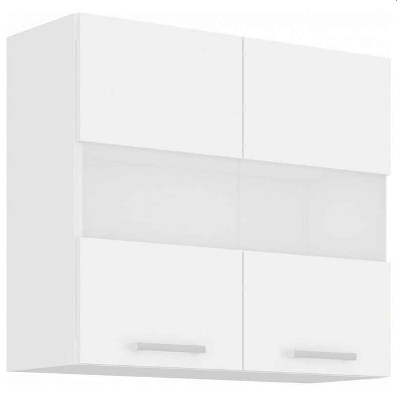 Küchen-Preisbombe Glashängeschrank 80 cm Küche EKO White Weiss matt Küchenzeile Küchenblock Einbauküche