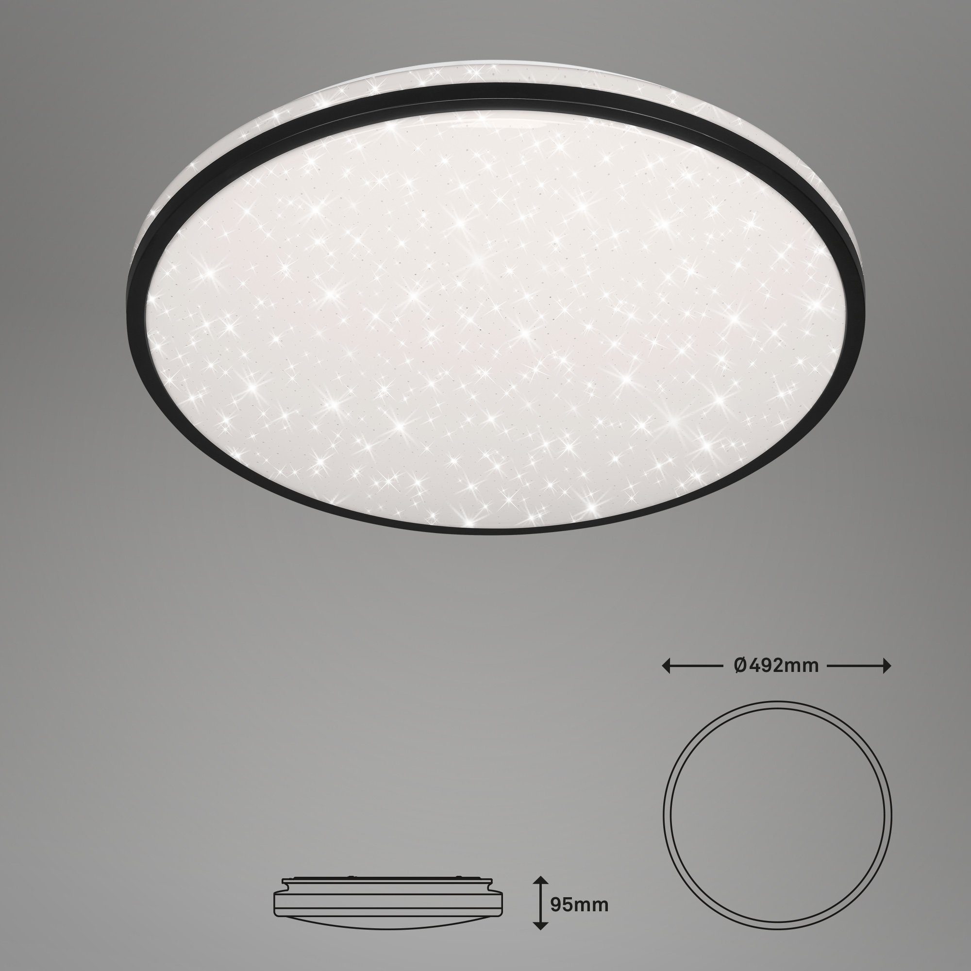 Briloner Leuchten LED-Sternenhimmel 3447-215, LED 4400 Neutralweiß, 48W Warmweiß, lm CCT, Sternenhimmel, Fernbedienung, - fest Tageslichtweiß, verbaut, Kaltweiß, Dimmbar, schwarz