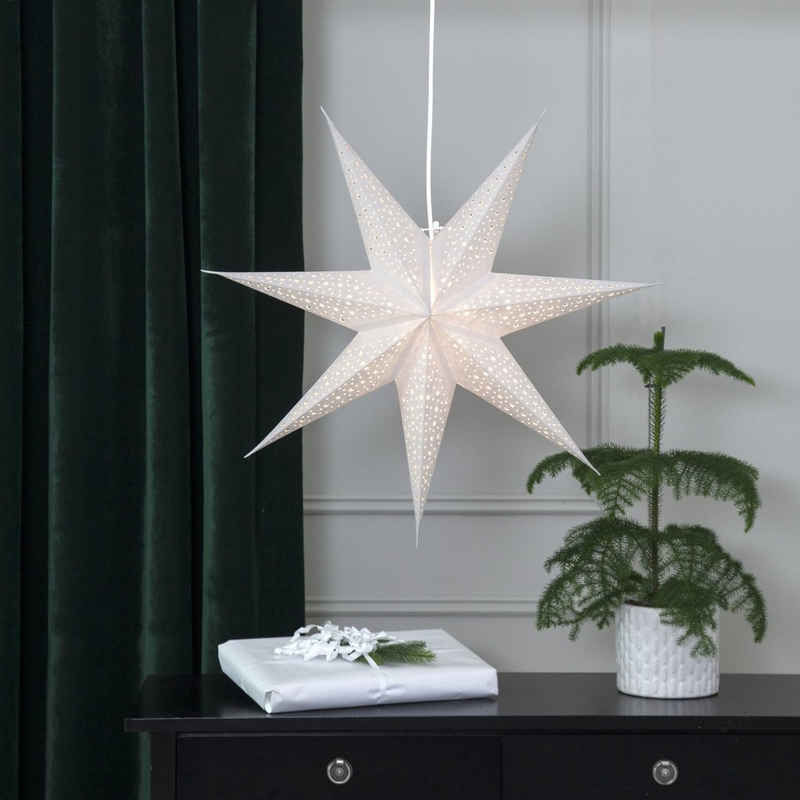 STAR TRADING LED Stern Papierstern Weihnachtsstern Leuchtstern hängend 7-zackig D: 60cm weiß