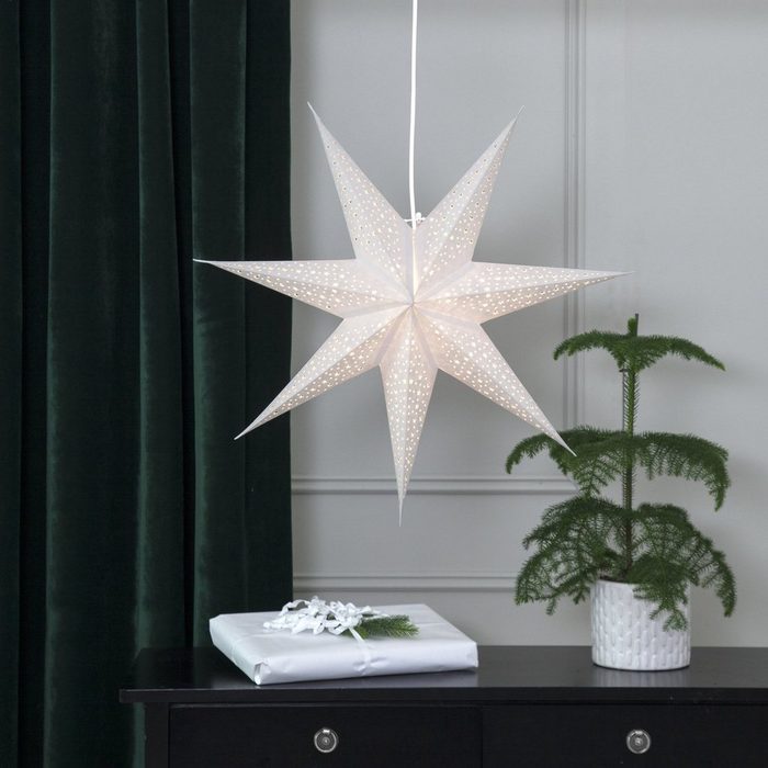 STAR TRADING LED Stern Papierstern Blinka Weihnachtsstern Leuchtstern hängend 7-zackig D: 60cm weiß