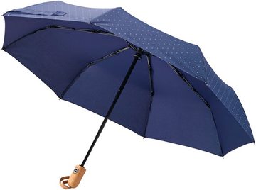 EuroSCHIRM® Taschenregenschirm Umwelt-Taschenschirm, marine, Punkte weiß