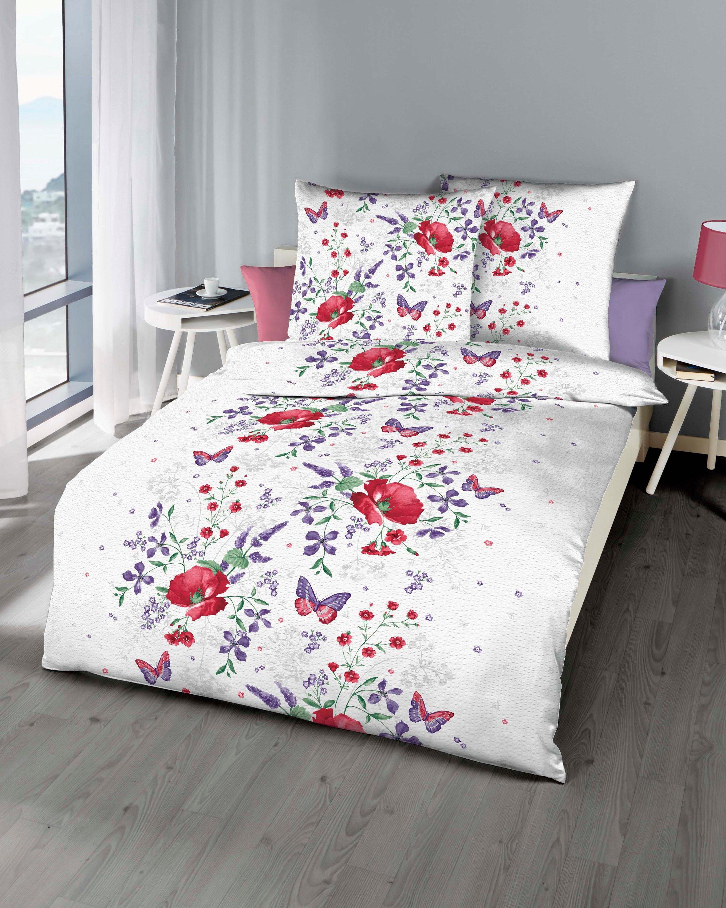 Bettwäsche »Marie«, , mit Blüten und Schmetterlingen bedruckt Bettwäsche »Marie«, , mit Blüten und Schmetterlingen bedruckt