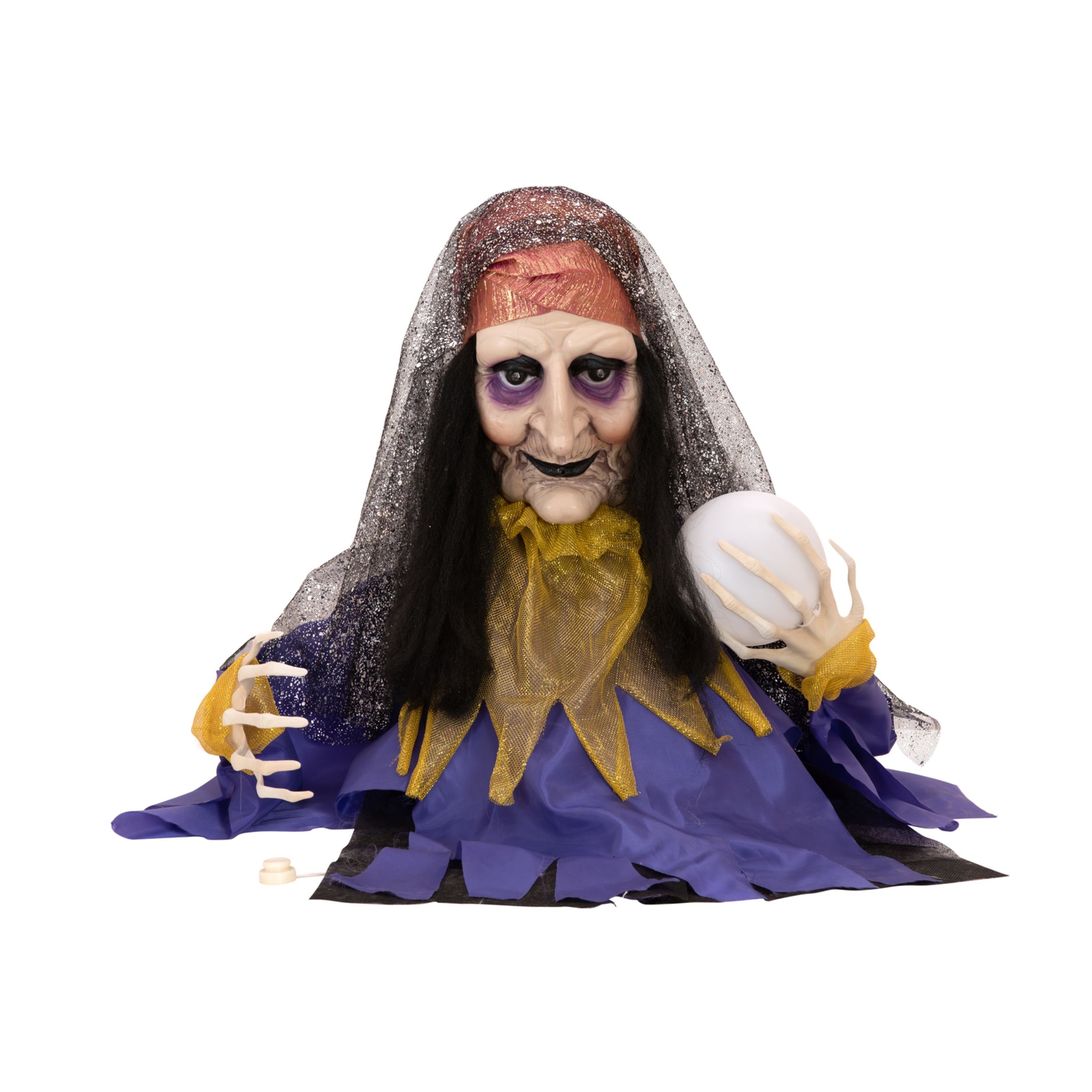 EUROPALMS Dekofigur (Deko und Möbel, Halloweendeko), Halloween Figur Wahrsagerin, animiert 50cm - Halloweendeko