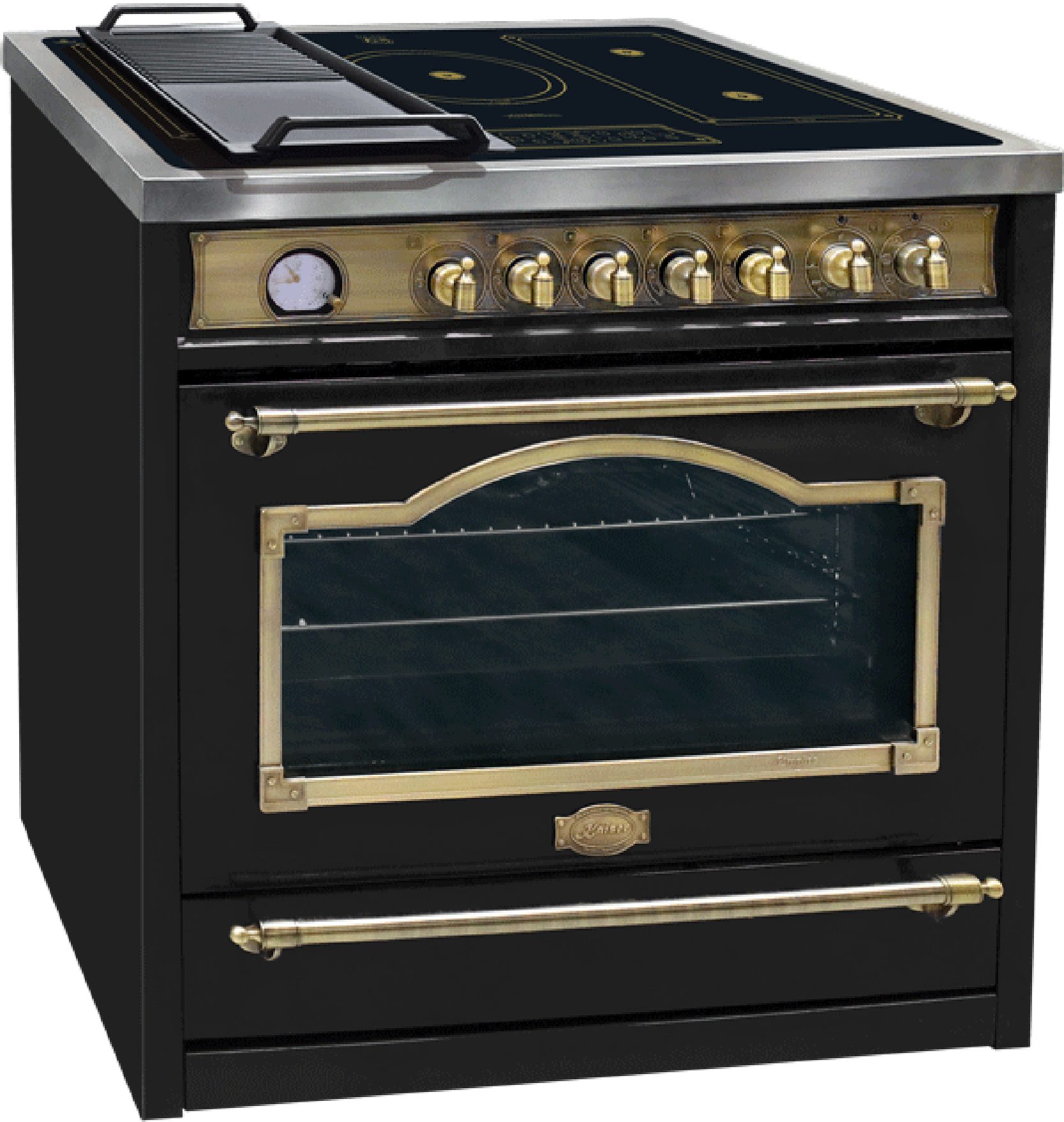 Kaiser Küchengeräte Induktions-Standherd 90 cm Retro Herd mit Induktionskochfeld FREE ZONE Slider Touch Control HC 93655 IEm., mit 1-fach-Teleskopauszug, Katalytische Selbstreinigung, 115 L Backofen, Drehspieß mit Motor