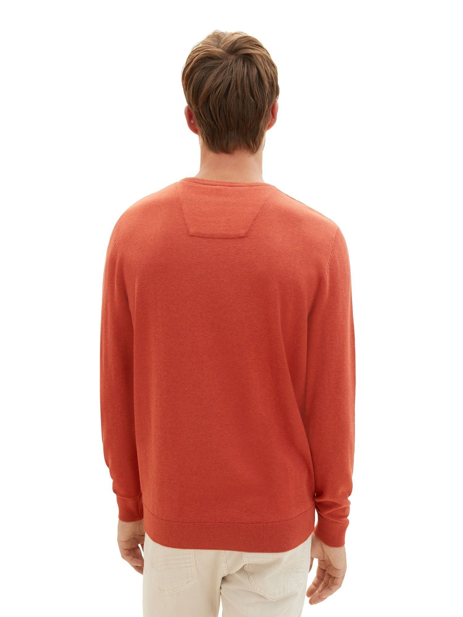TAILOR meliert Sweatshirt Pullover Sweatshirt rot mit (1-tlg) Rippbündchen TOM