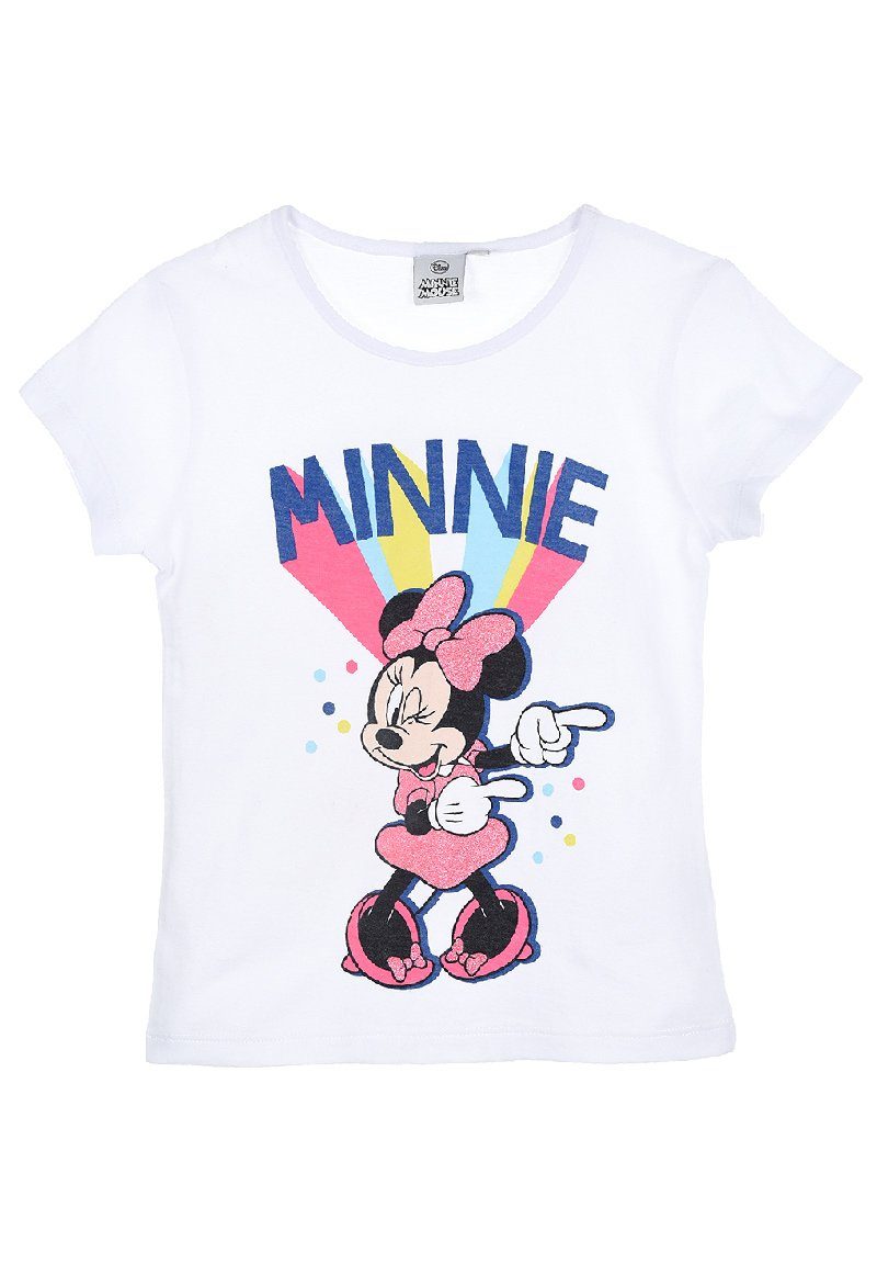 Disney Minnie Mouse T-Shirt Mädchen Kurzarm-Shirt Kinder Oberteil Sommer Weiß