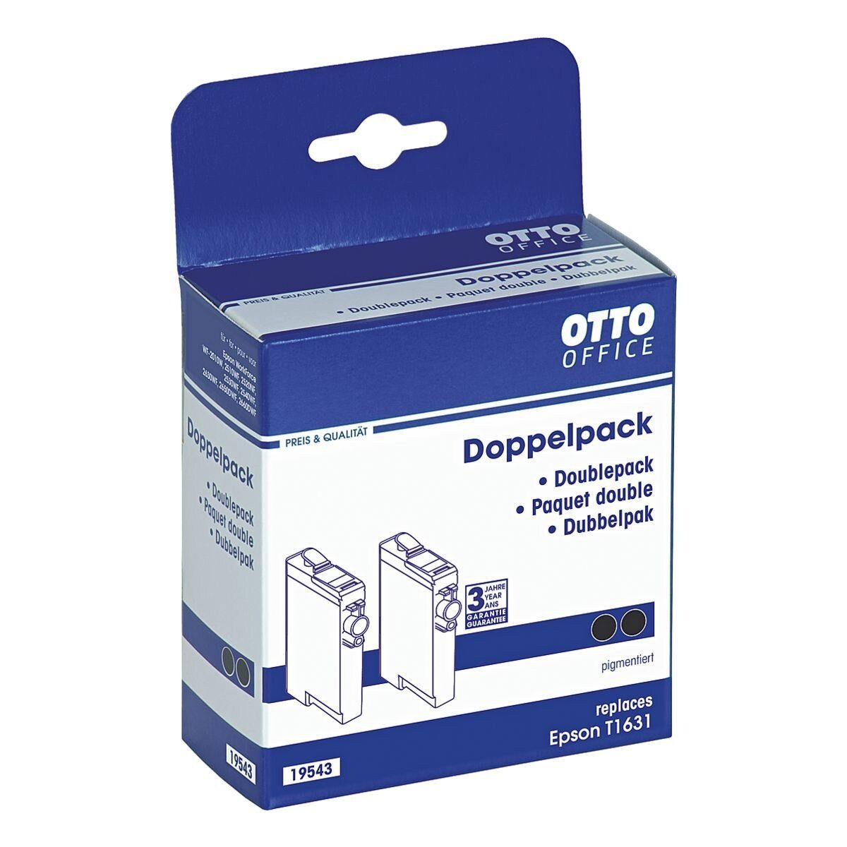 Otto Office  Office T1631XL Tintenpatrone (Doppelpack, 2-tlg., ersetzt Epson »T1631XL«, schwarz) schwarz, schwarz