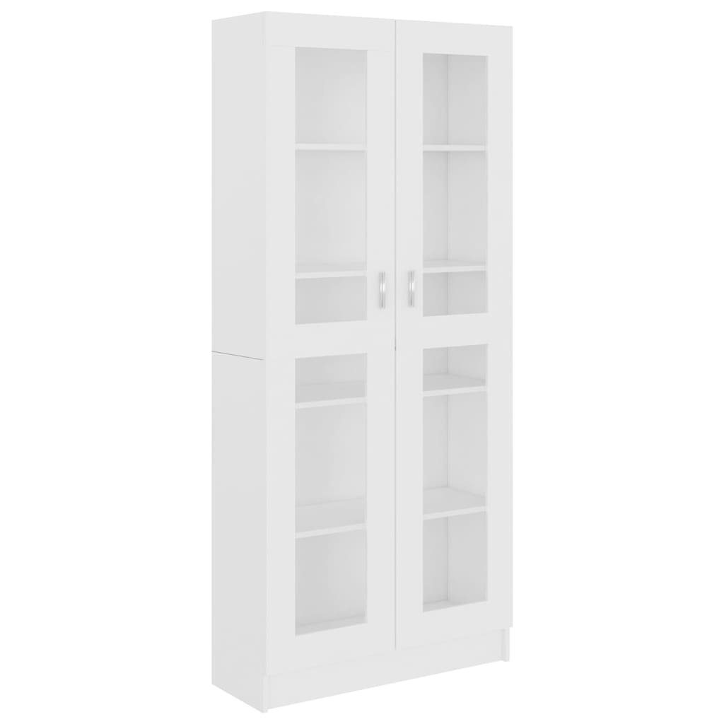 vidaXL Vitrine Bücherschrank Vitrinenschrank Vitrine Weiß 82,5x30,5x185,5 cm Spanplat