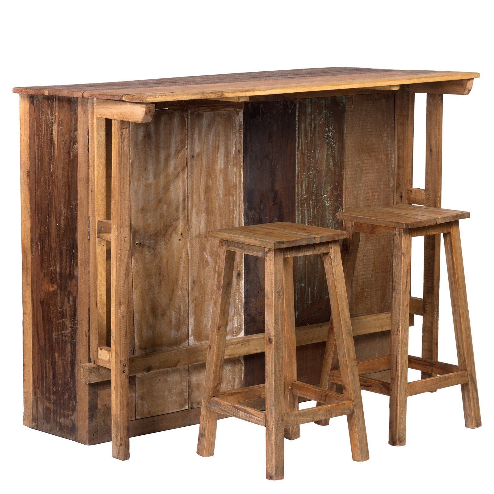DESIGN DELIGHTS Barschrank BARSCHRANK "ARUBA", 140x110 cm (BxH), Holz Minibar mit 2 Hockern