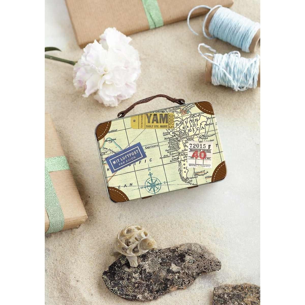 Moses. Verlag Geschenkbox Fernweh Mini-Reisekoffer Metall mit Kunstledergriff 10,5 x 3,8 x 7,3