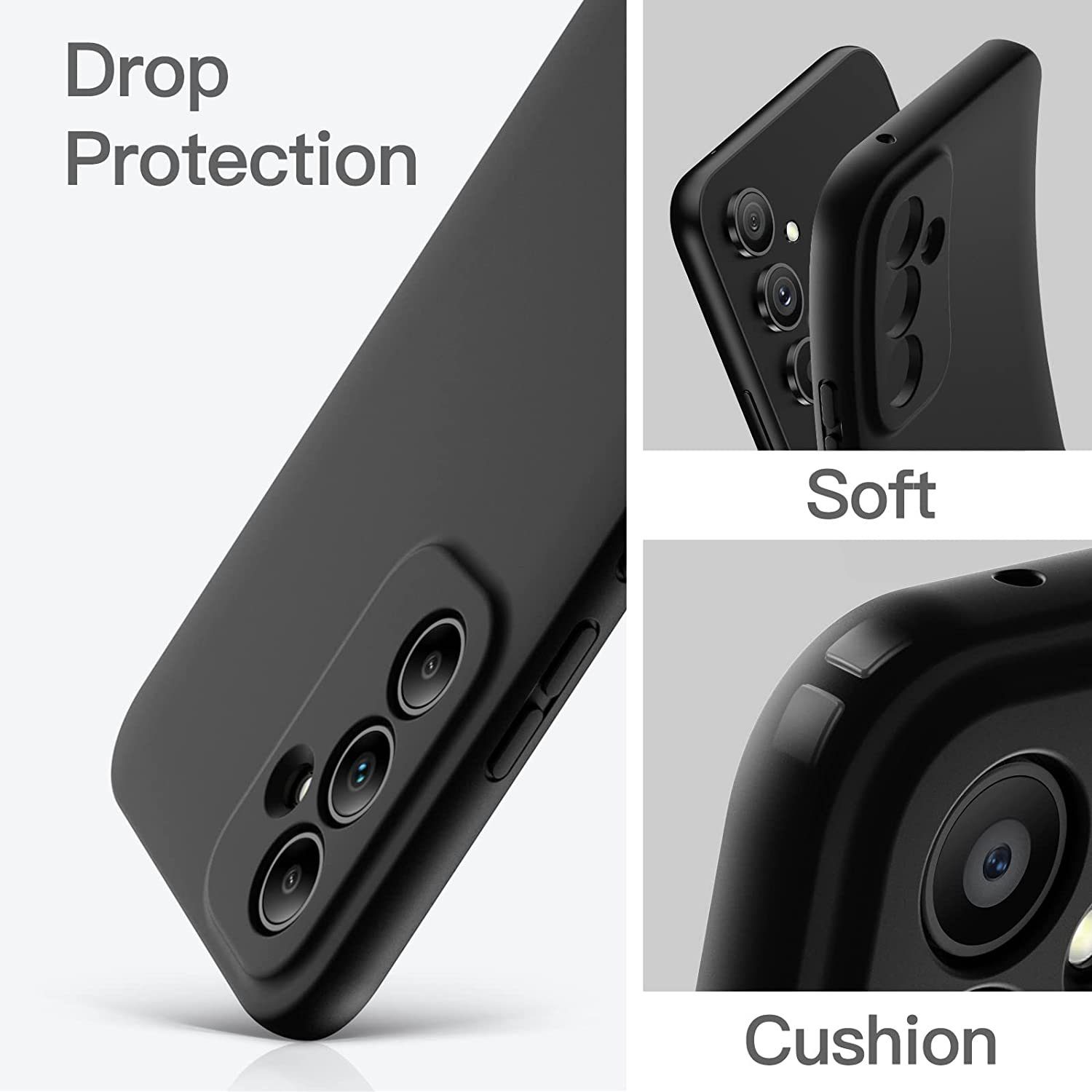 MSM Handyhülle Hülle für Samsung Galaxy A54 5G Schwarz Matt Silikon Schutz Tasche