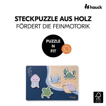 Hauck Steckpuzzle Sea - Puzzle N Fit, Puzzleteile, Holz Puzzle für Baby (ab 1 Jahr)