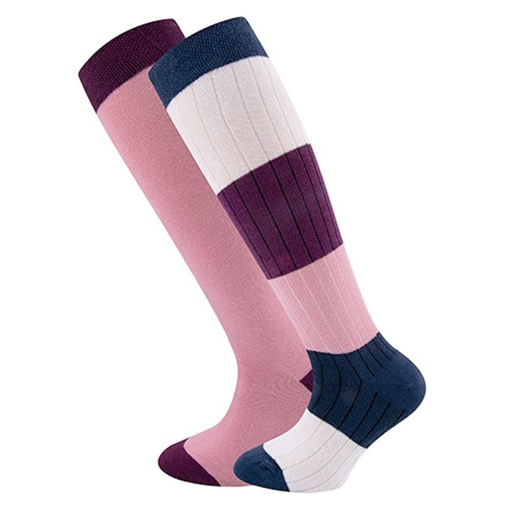Ewers Kniestrümpfe Ewers Mädchen Kniestrümpfe 2er Pack tinte blau rotwein (2-Paar)