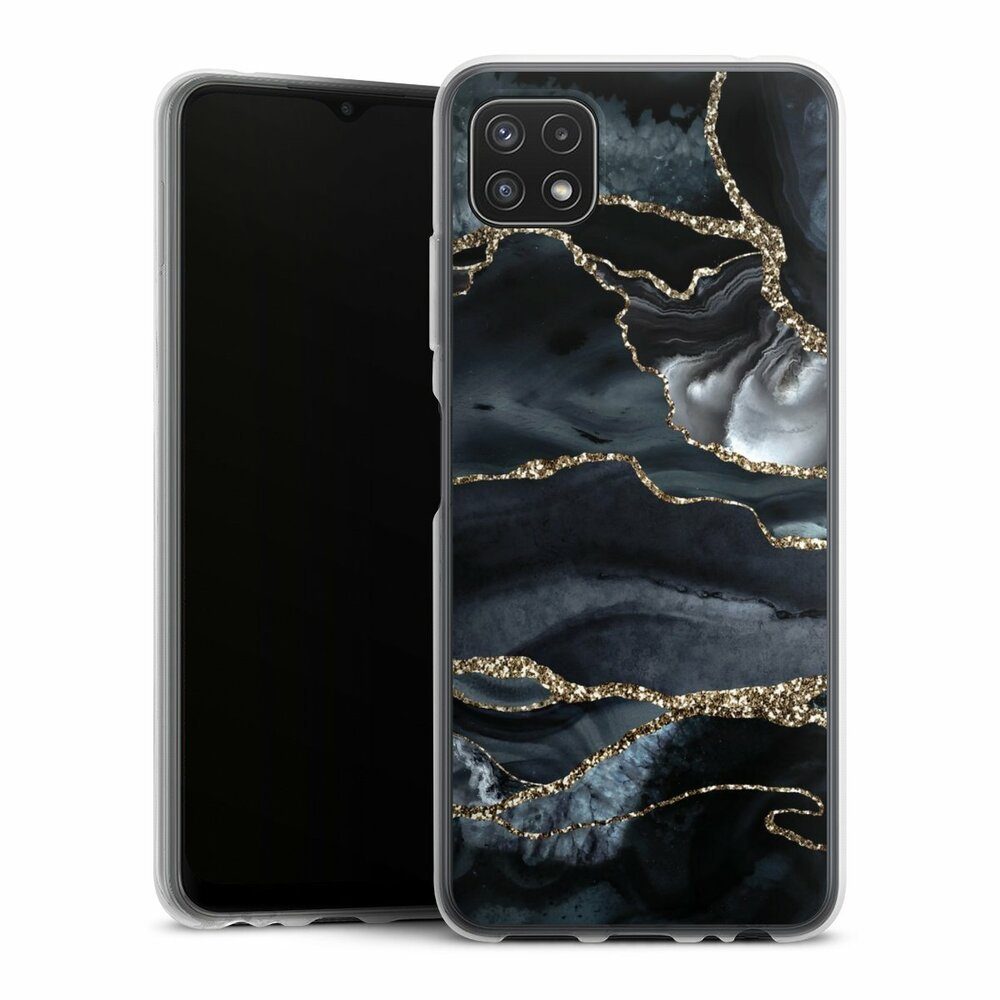 DeinDesign Handyhülle Glitzer Look Marmor Trends Dark marble gold Glitter  look, Samsung Galaxy A22 5G Silikon Hülle Bumper Case Handy Schutzhülle