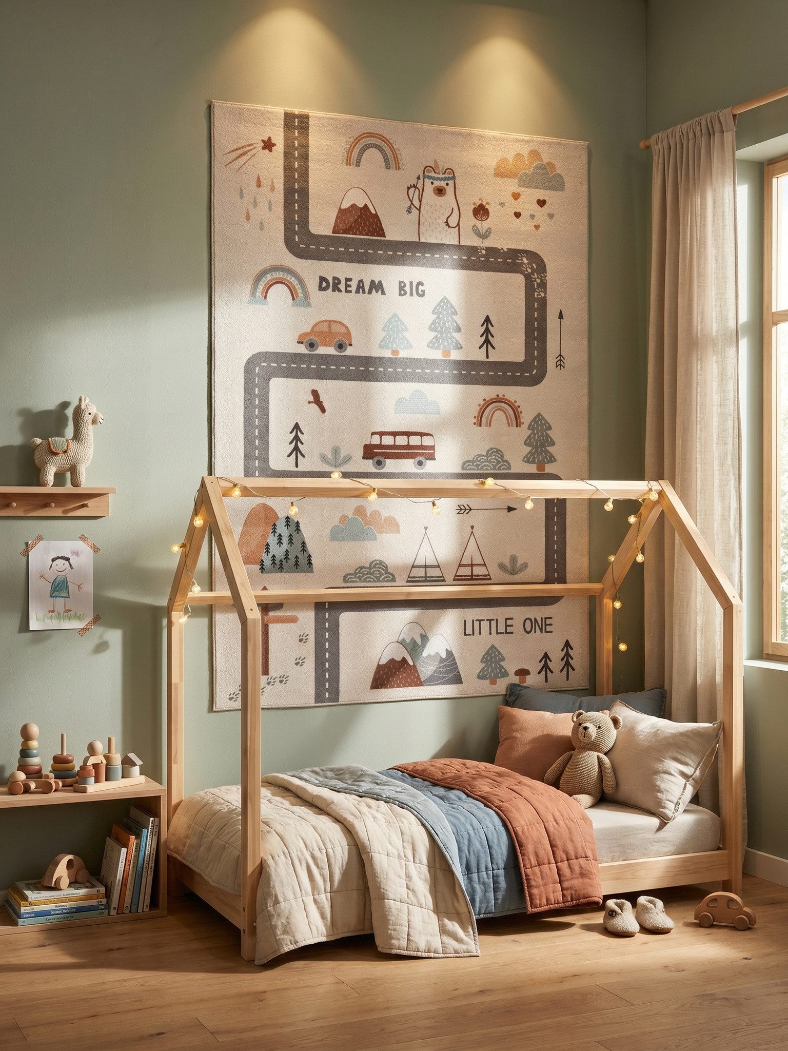 KADIMA DESIGN Kinderteppich TINO Kinderteppich Waschbar Kinderzimmer Schadstoffgeprüft, Läufer, Höhe: 10 mm, Creme, 80x150 cm, Kinderteppich Waschbar Spielteppi – Bild 2 von 5