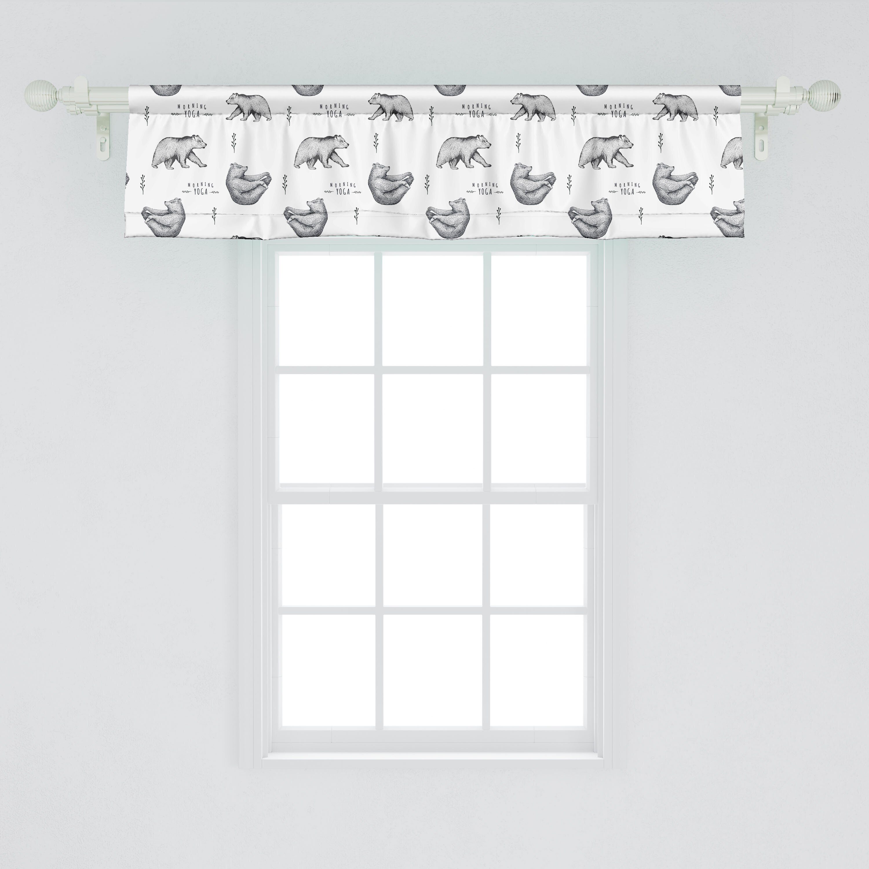 Scheibengardine Vorhang Volant für Küche Bären Microfaser, Meditierhaltung Dekor Schlafzimmer Stangentasche, Yoga mit Abakuhaus