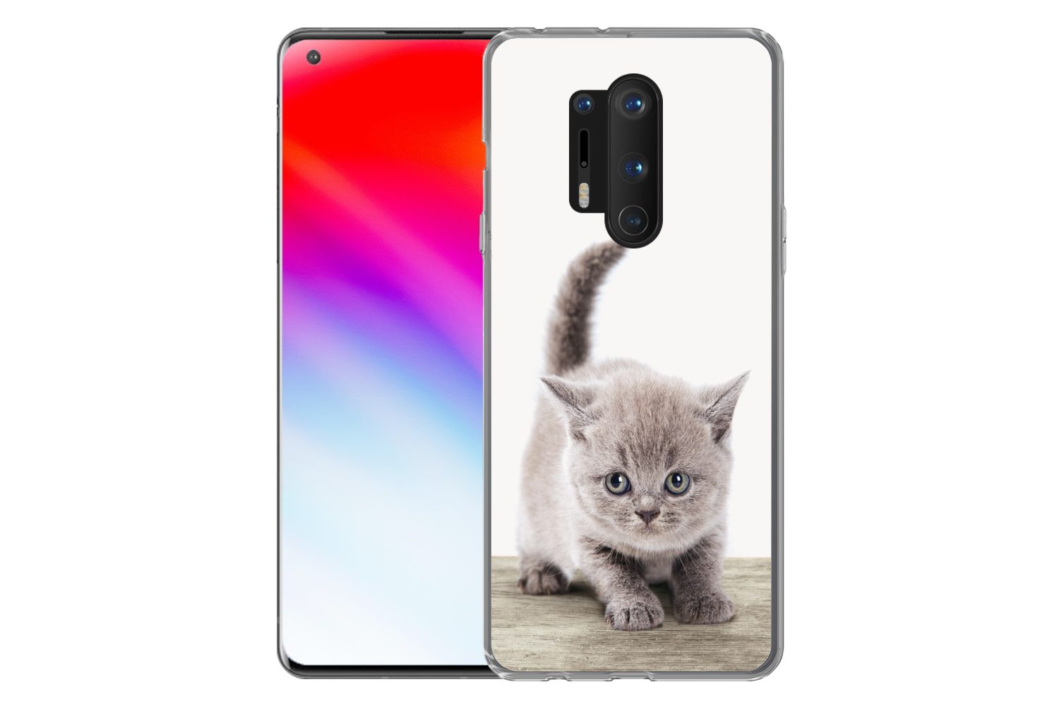 MuchoWow Handyhülle für OnePlus 8 Pro Kätzchen - Katze - Haustiere - Jungen - Kinder - Mäd, Phone Case, Silikon, Schutzhülle Dünn