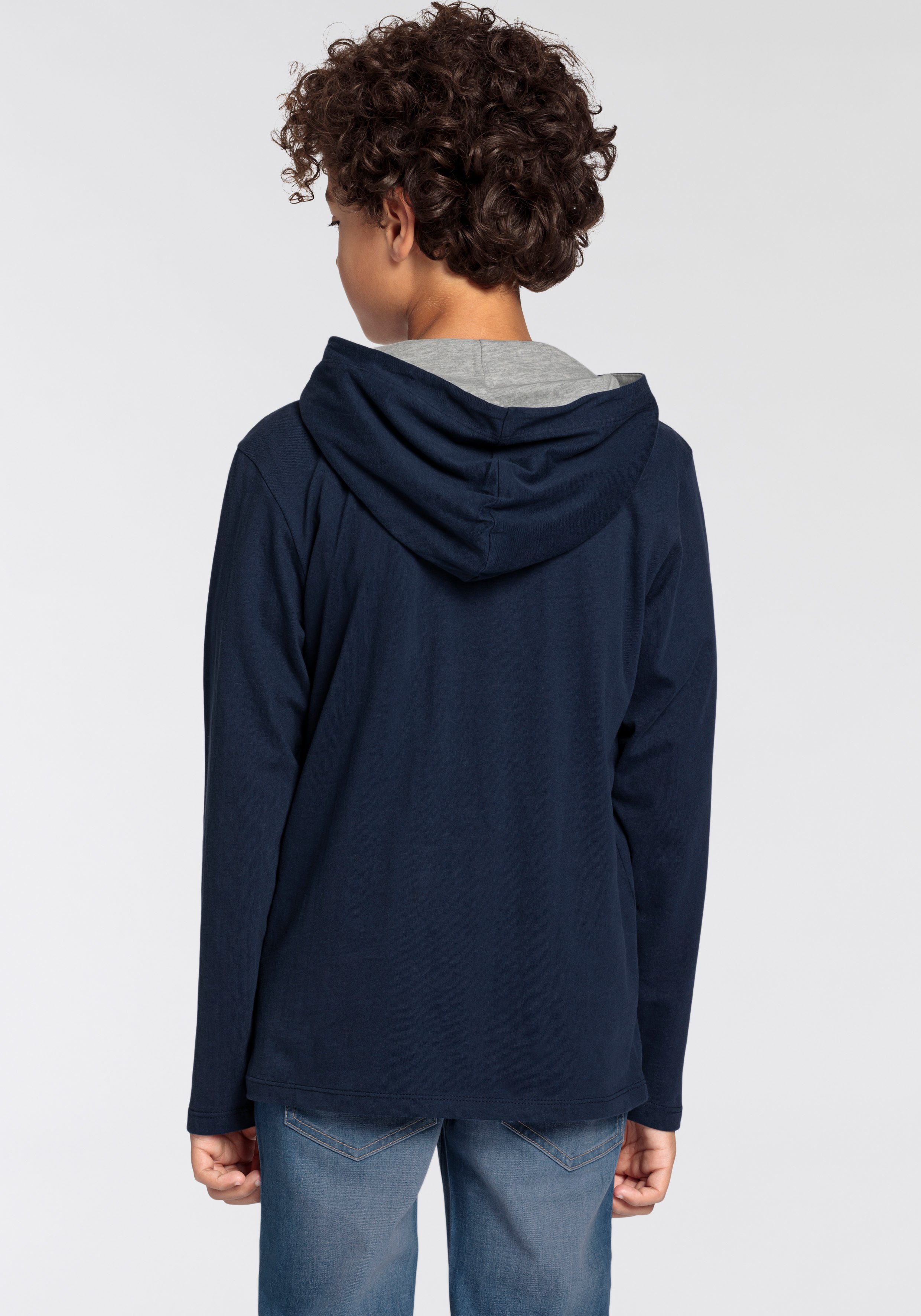 DELMAO Kapuzenshirt für Jungen Langarm, Basic-Passform, bedruckt, aus Baumwolle