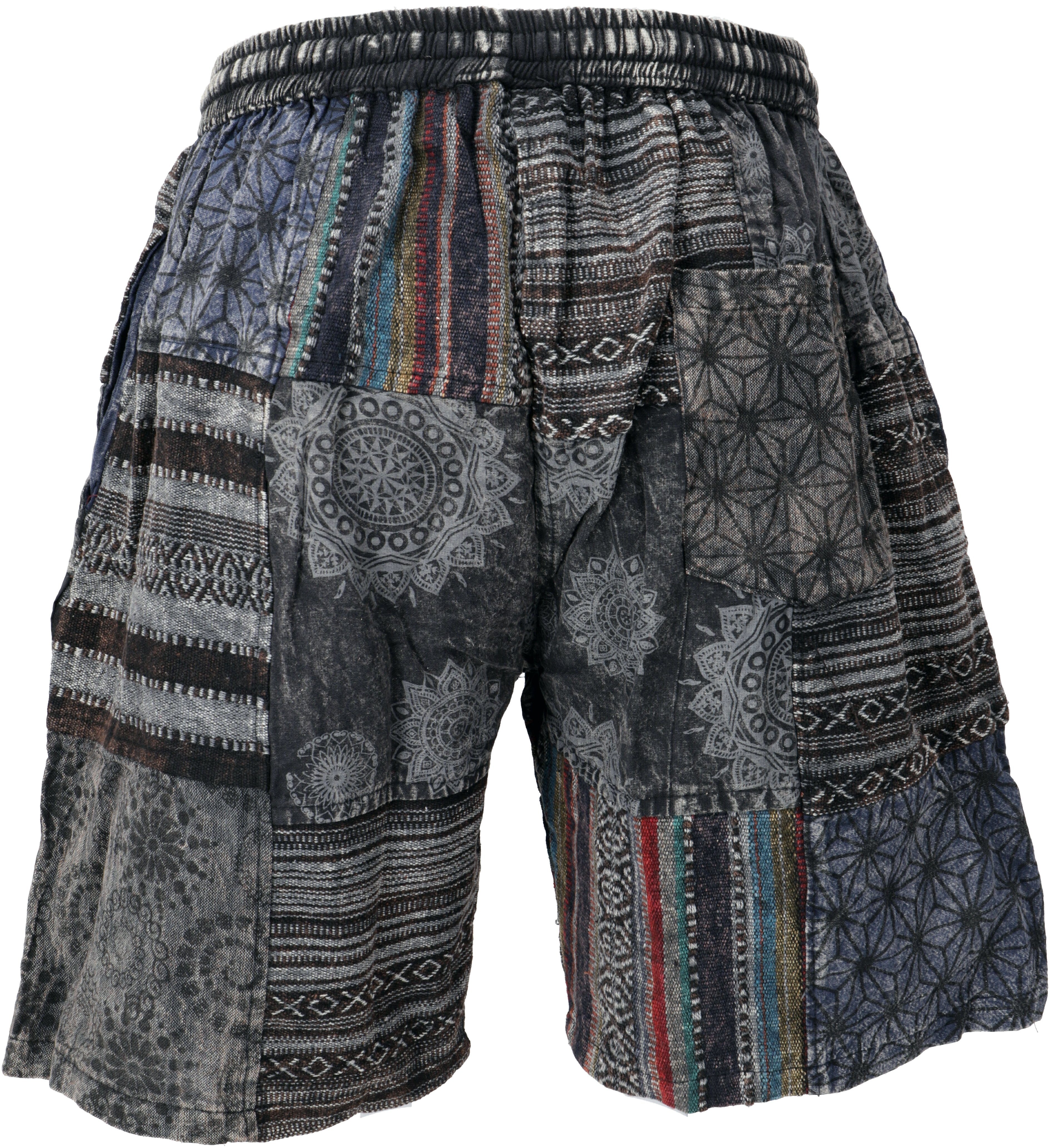 Guru-Shop Relaxhose Ethno Yogashorts, Patchwork Shorts - schwarz Ethno Styl günstig online kaufen