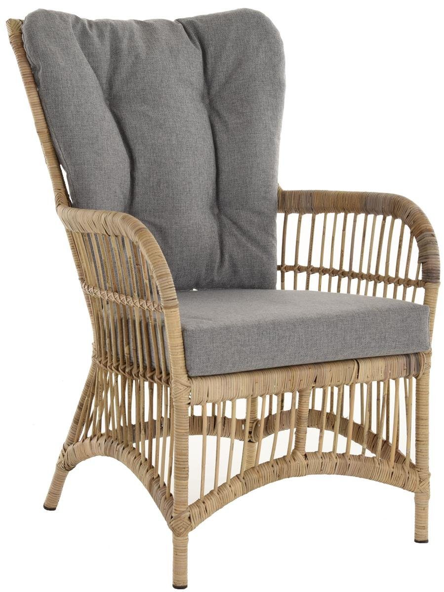 Krines Home Relaxsessel Rattan Ohrensessel mit Hocker/ Rattan-Sessel mit hoher Rückenlehne