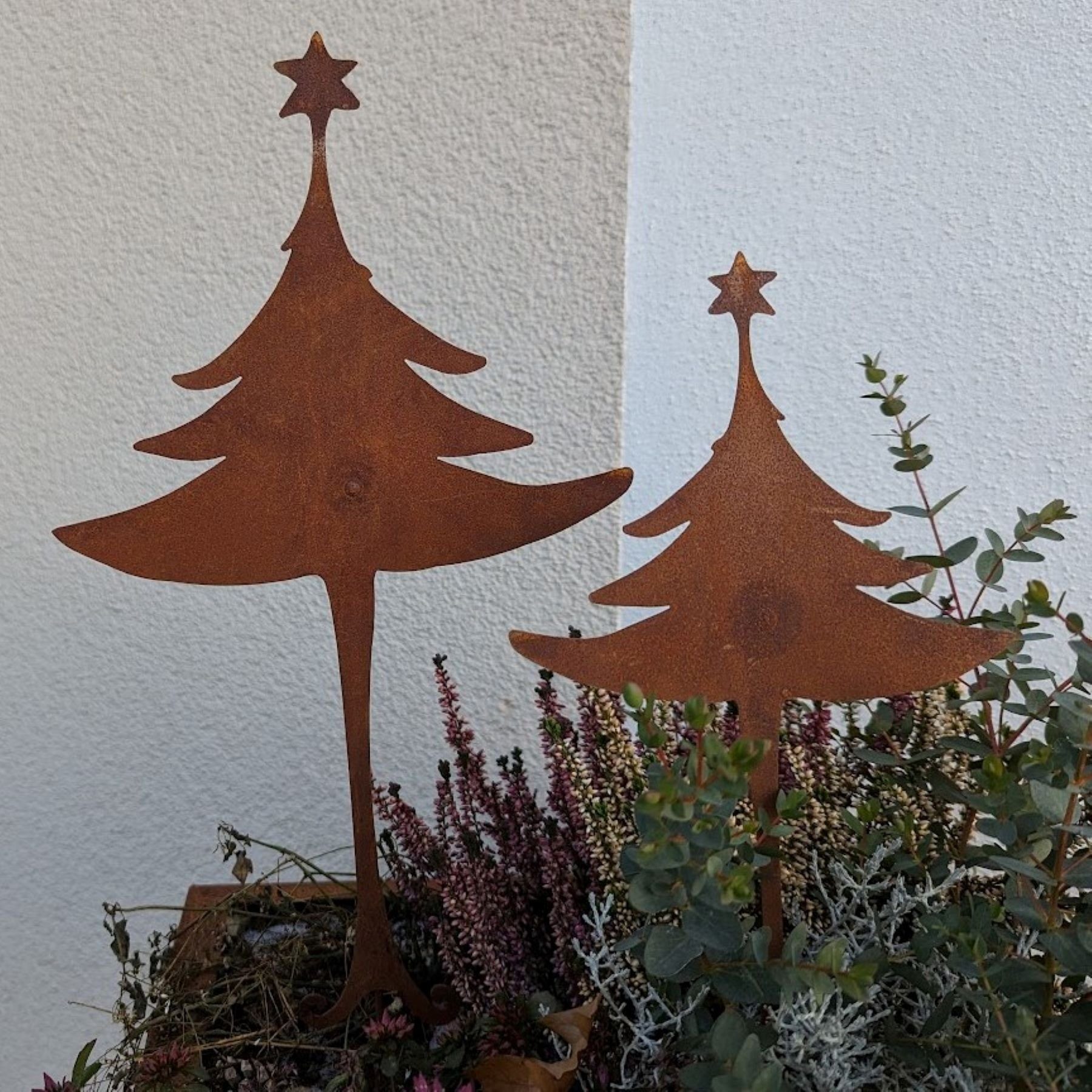 BADEKO Weihnachtsfigur 2er Set Tannenbaum zum Stecken, Edelrost