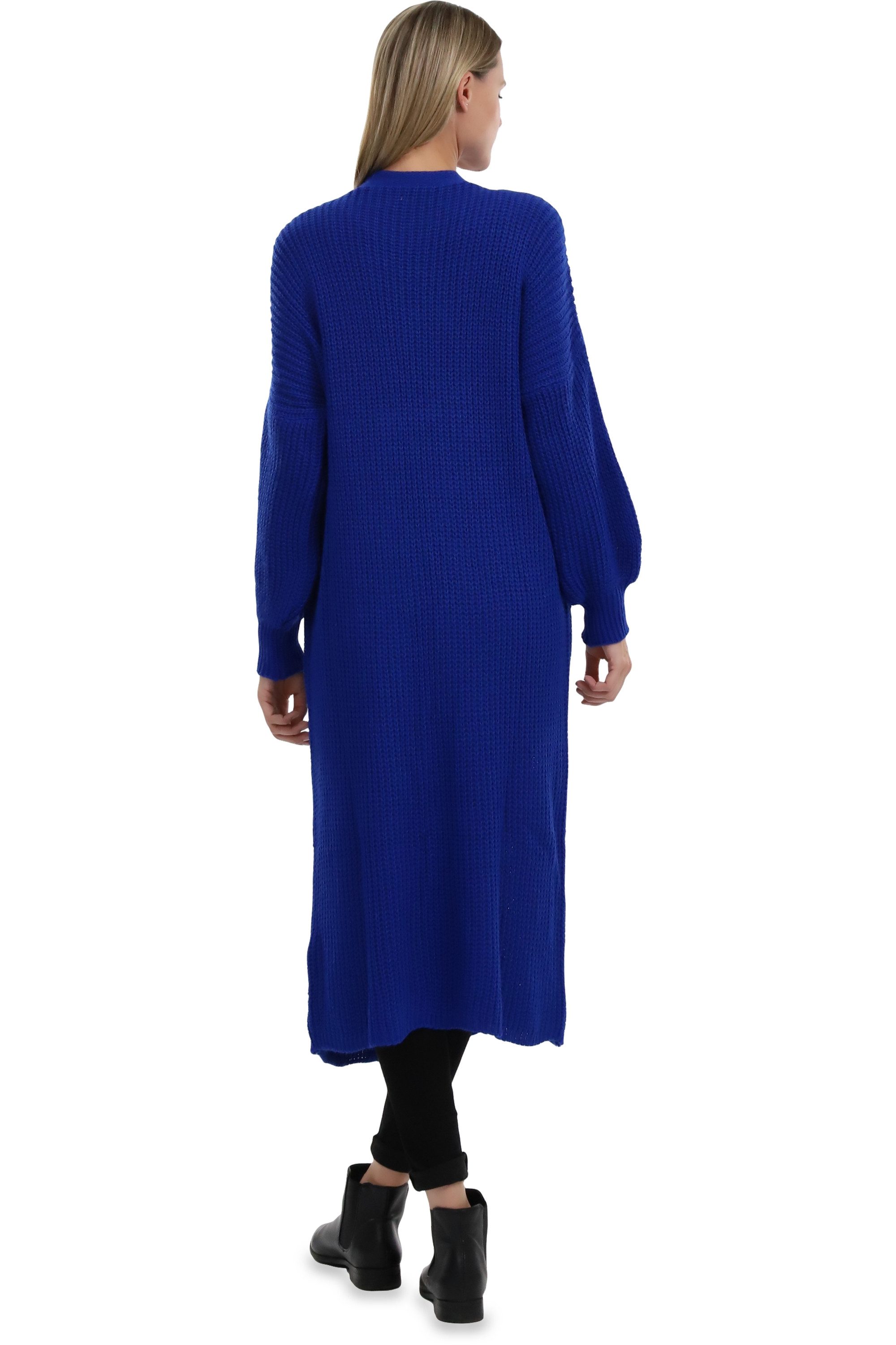 malito more than fashion Longstrickjacke malito Damen Strickmantel, schicker Cardigan, moderne Wollmantel, offene lange Strickjacke in Grobstrick-Optik