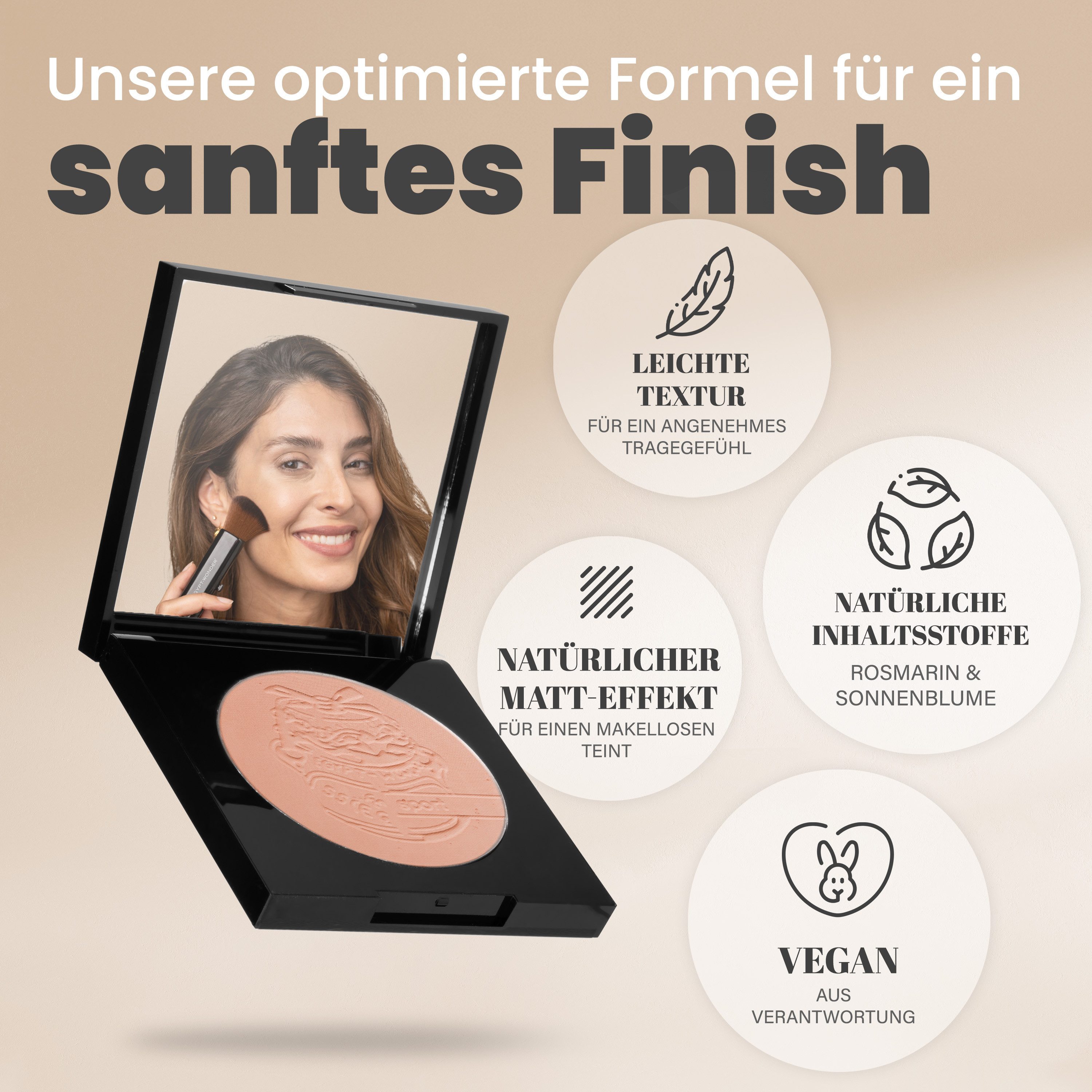 EGYPT-WONDER Make-up Compact Puder, Zartes Finish, ohne Duftstoffe, perfekter Teint