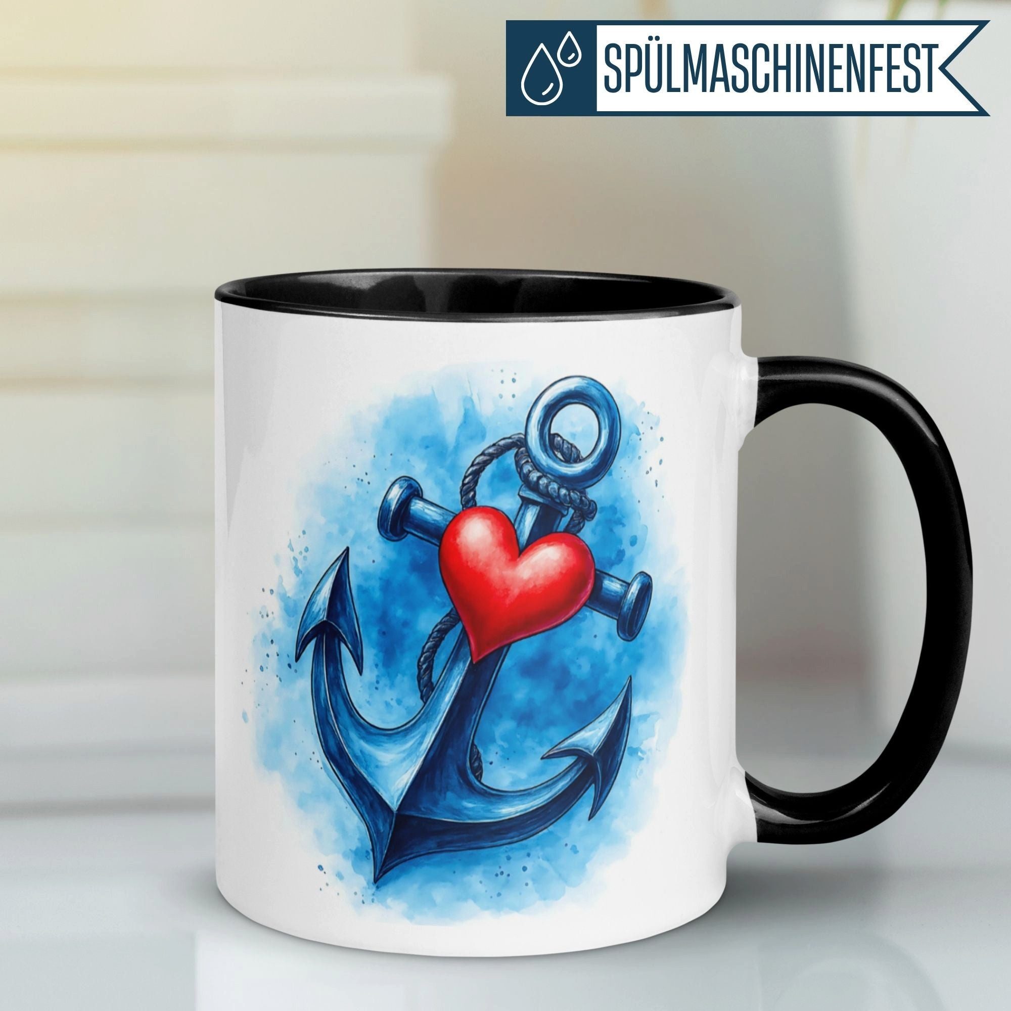 Momentals Tasse Liebe – „Herz und Anker“ – Ich liebe Dich Geschenk Partner Jahrestag, Gratis Versand · Links-&Rechtshänder · Spülmaschinenfest