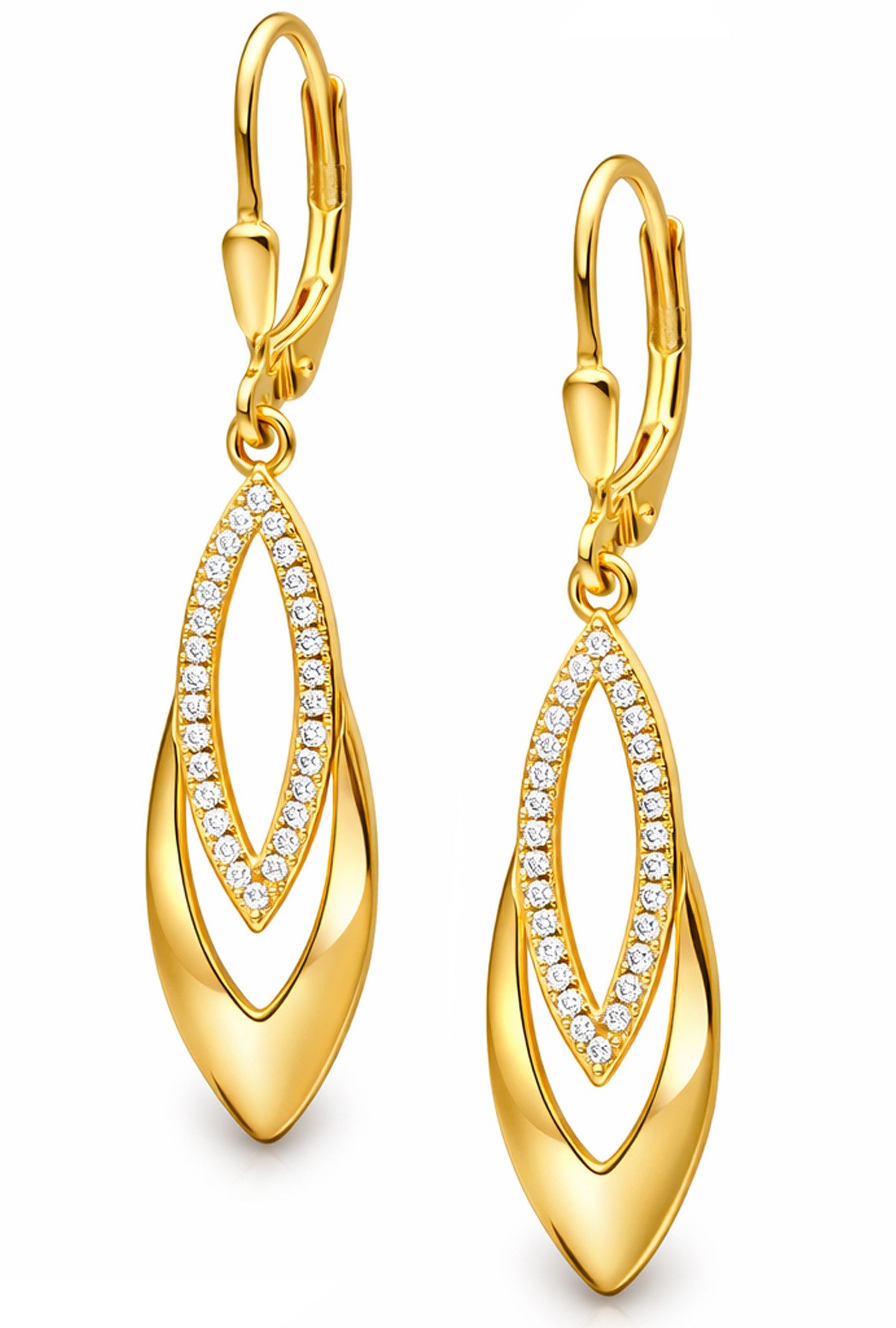 Limana Paar Ohrhänger echt 925 Silber gold goldene hängende Ohrringe Schmuc günstig online kaufen