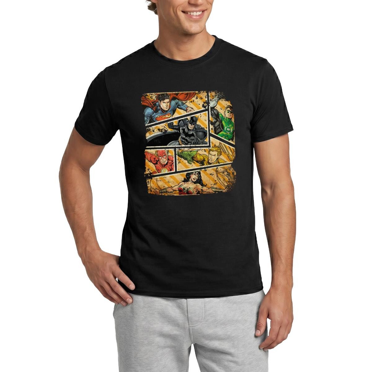 Spreadshirt T-Shirt DC Comics Justice League Vintage Helden Männer T-Shirt (1-tlg)