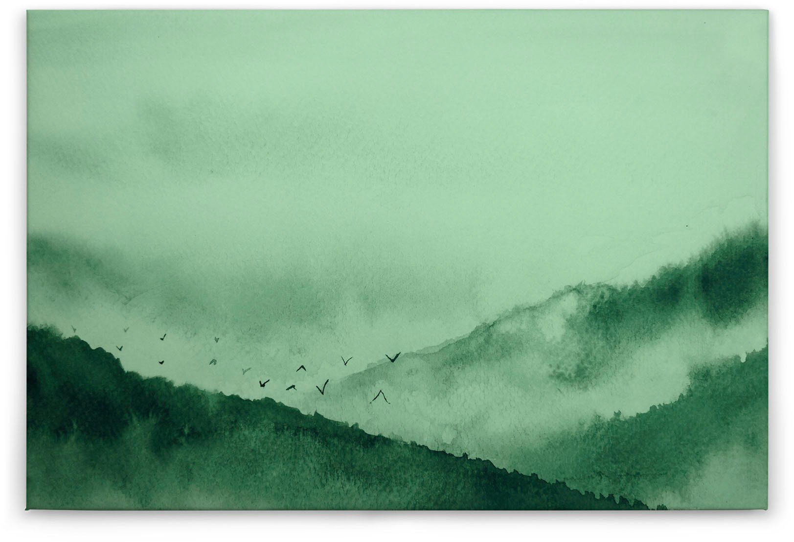 Wald grün Nebel Création St), Gebirge Landscape, Keilrahmen Berg A.S. Gloomy (1 Bild Landschaft Leinwandbild