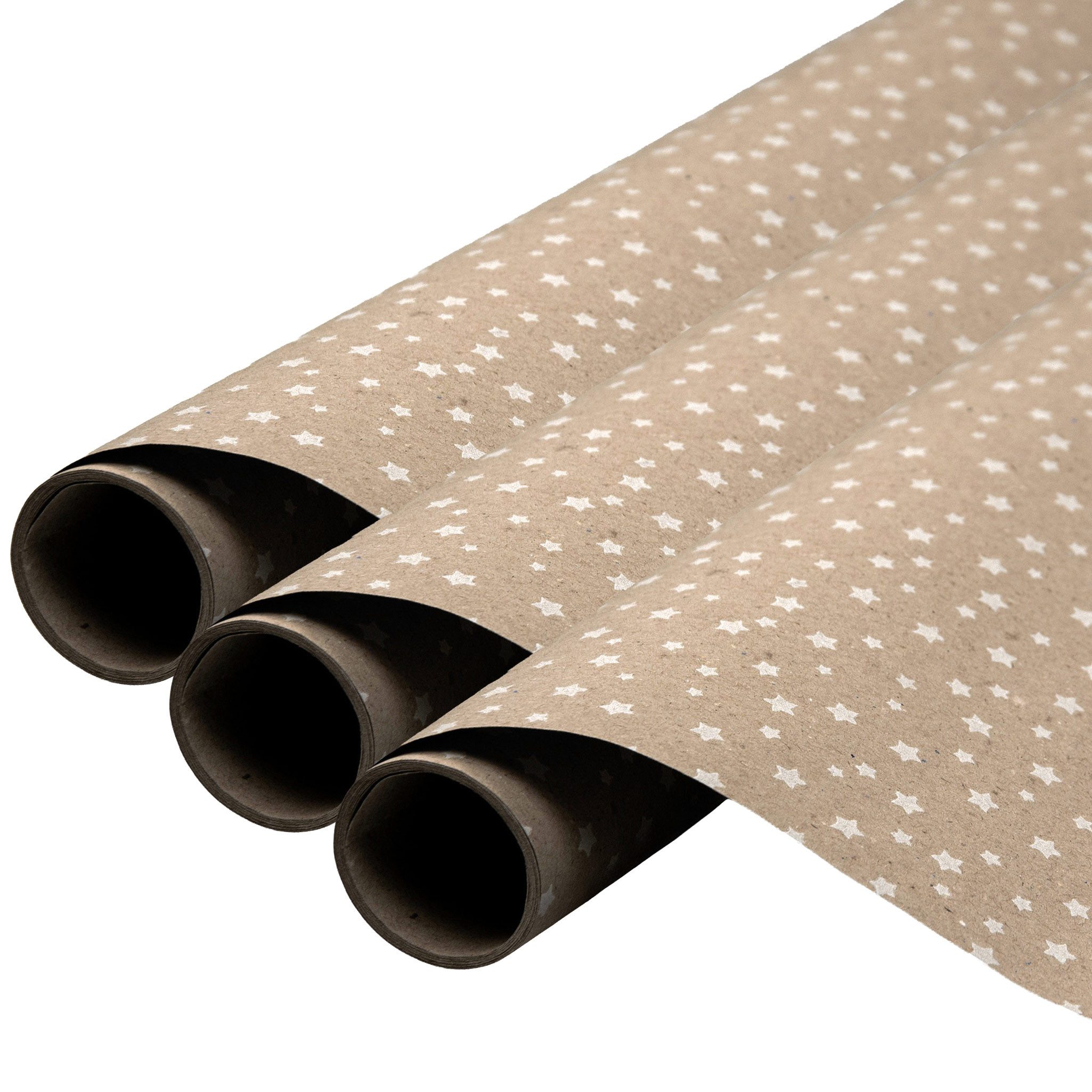 maDDma Geschenkpapier 3 Rolle Geschenkpapier für Weihnachten natur 0,7x2m Dekopapier, Weihnachten 3