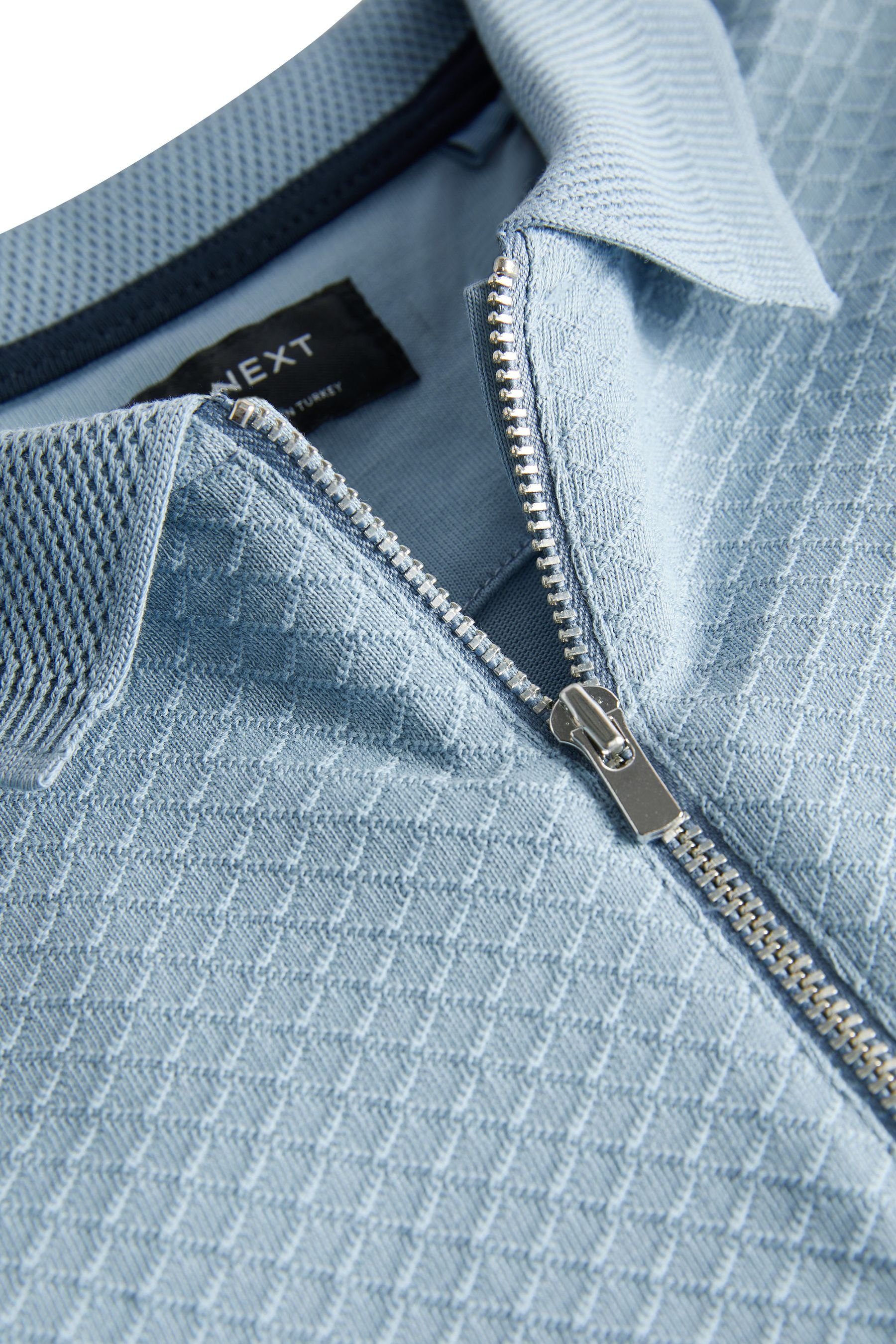 Blue Reißverschluss Kurzärmeliges Poloshirt mit Next (1-tlg) Poloshirt