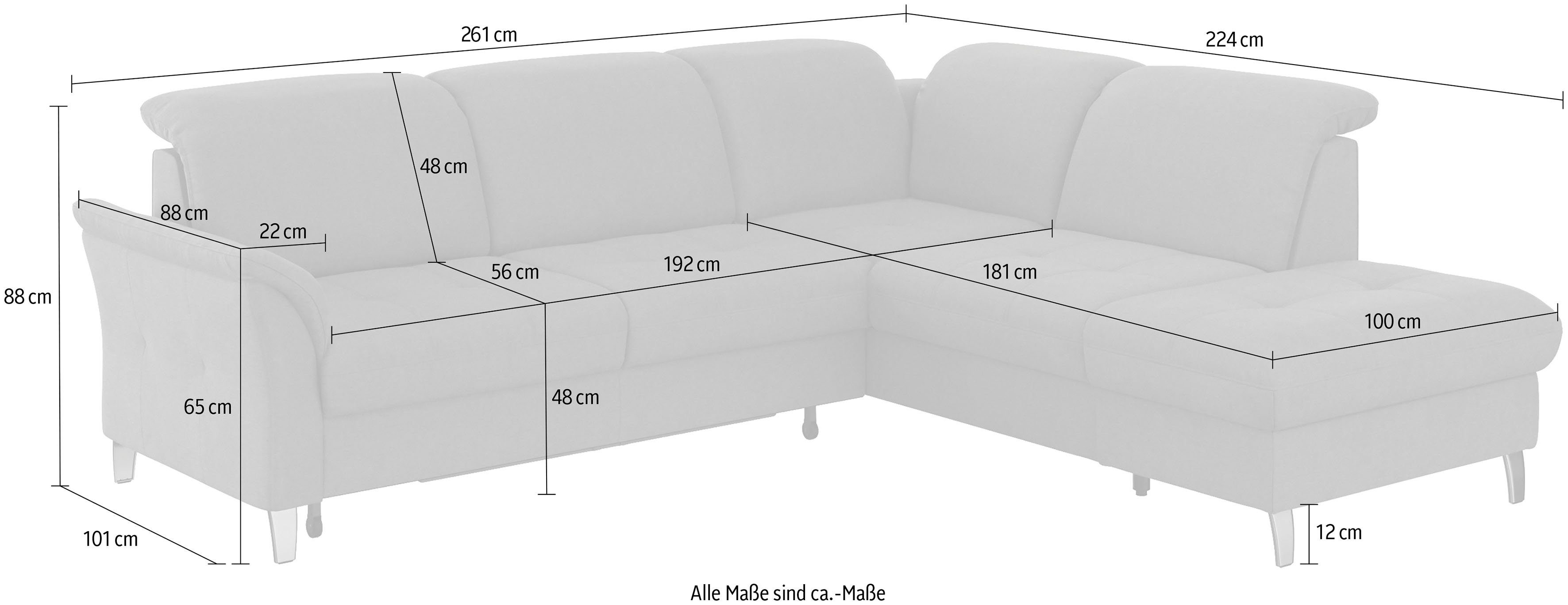 sit&more Ecksofa Stauraum Bettfunktion Maggiore, Kopfteilverstellung, und mit wahlweise