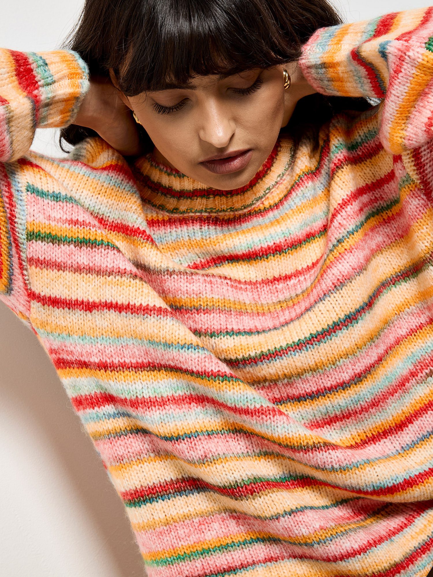 Apricot Streifenpullover Rundhalspullover mit bunten Streifen günstig online kaufen