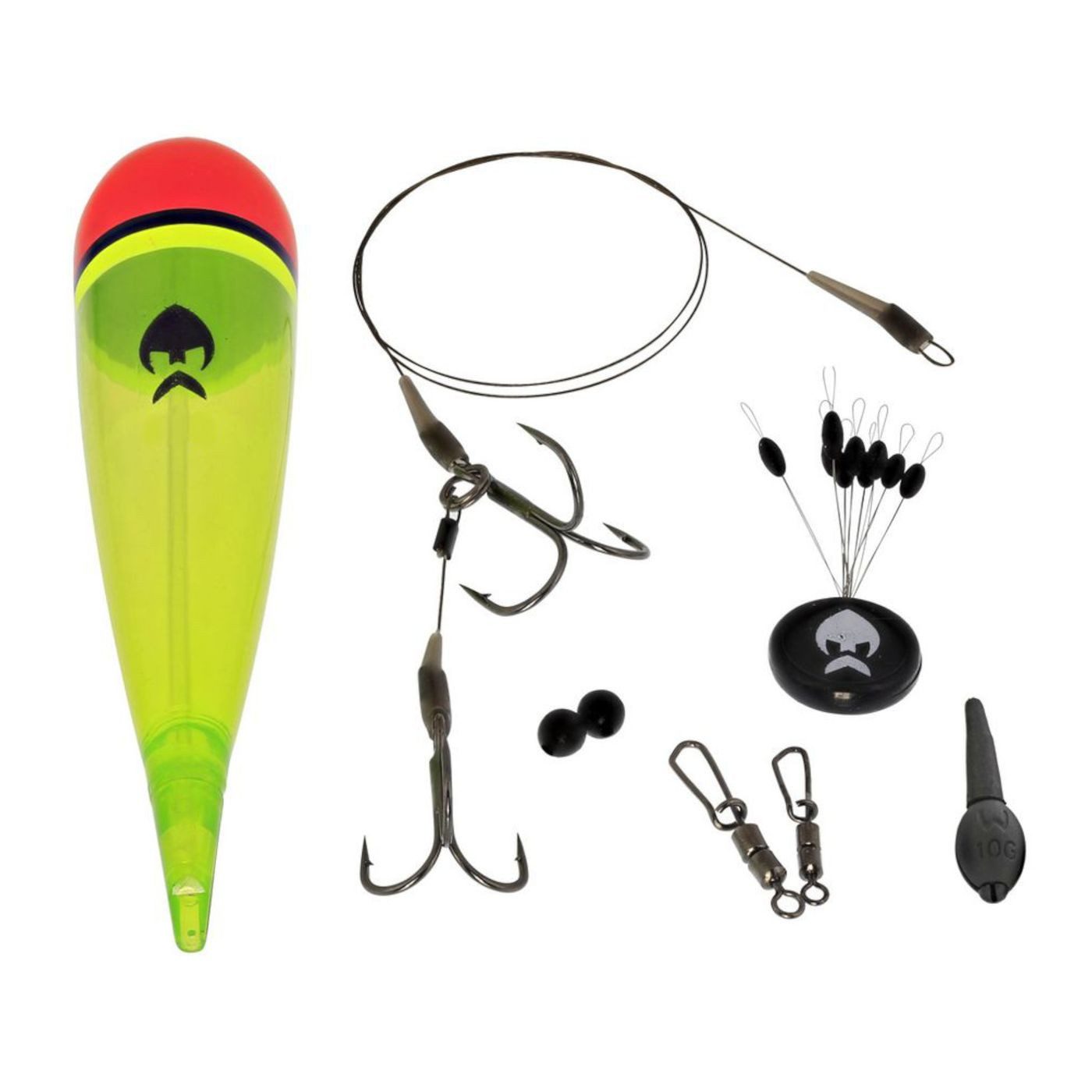 WESTIN Drillingshaken PIKE FLOAT KIT #6+#8 SEMI BARBED 10KG 0.32MM/1X7 14KG/30LBS 50C