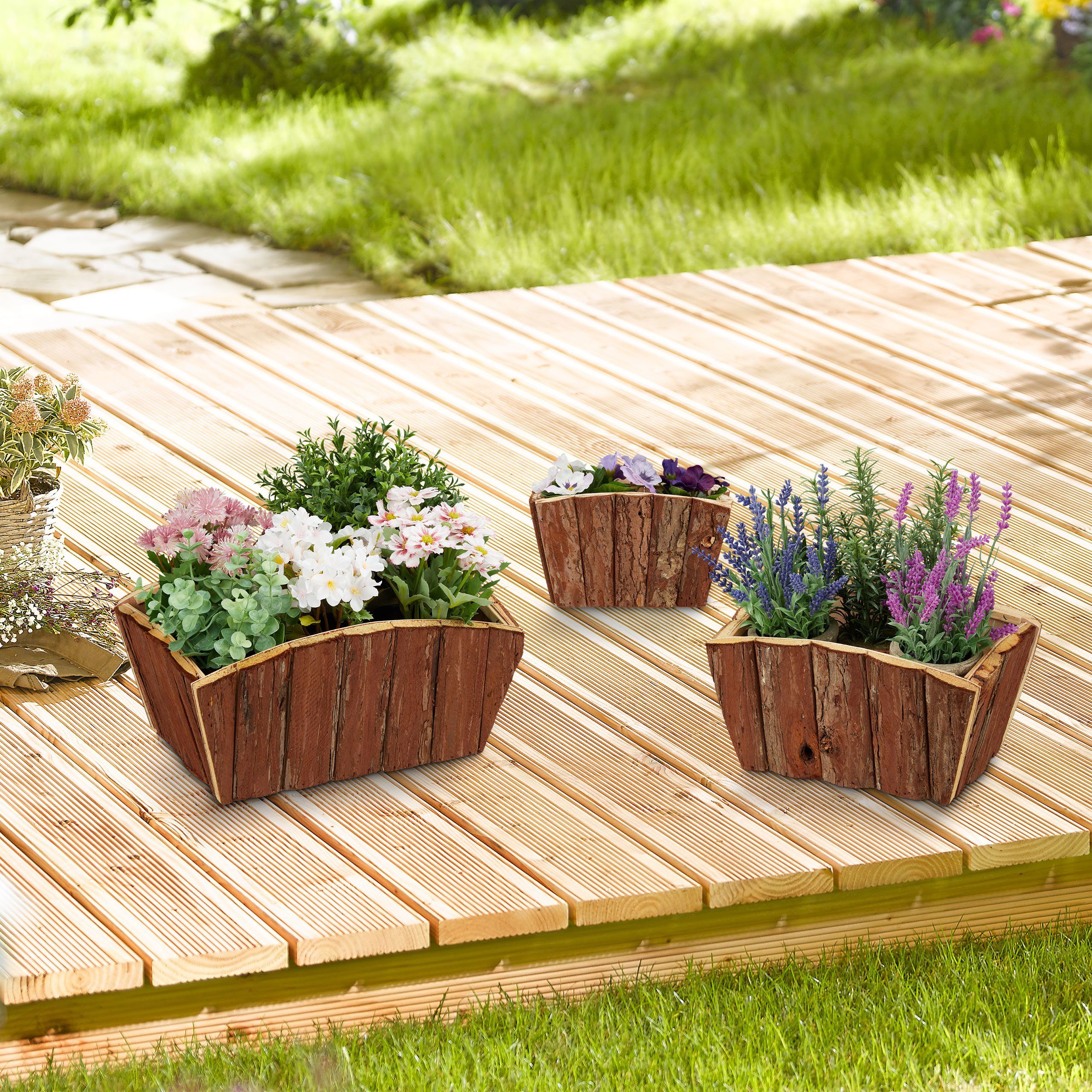 relaxdays Blumenkasten Holz im 3er Set günstig online kaufen